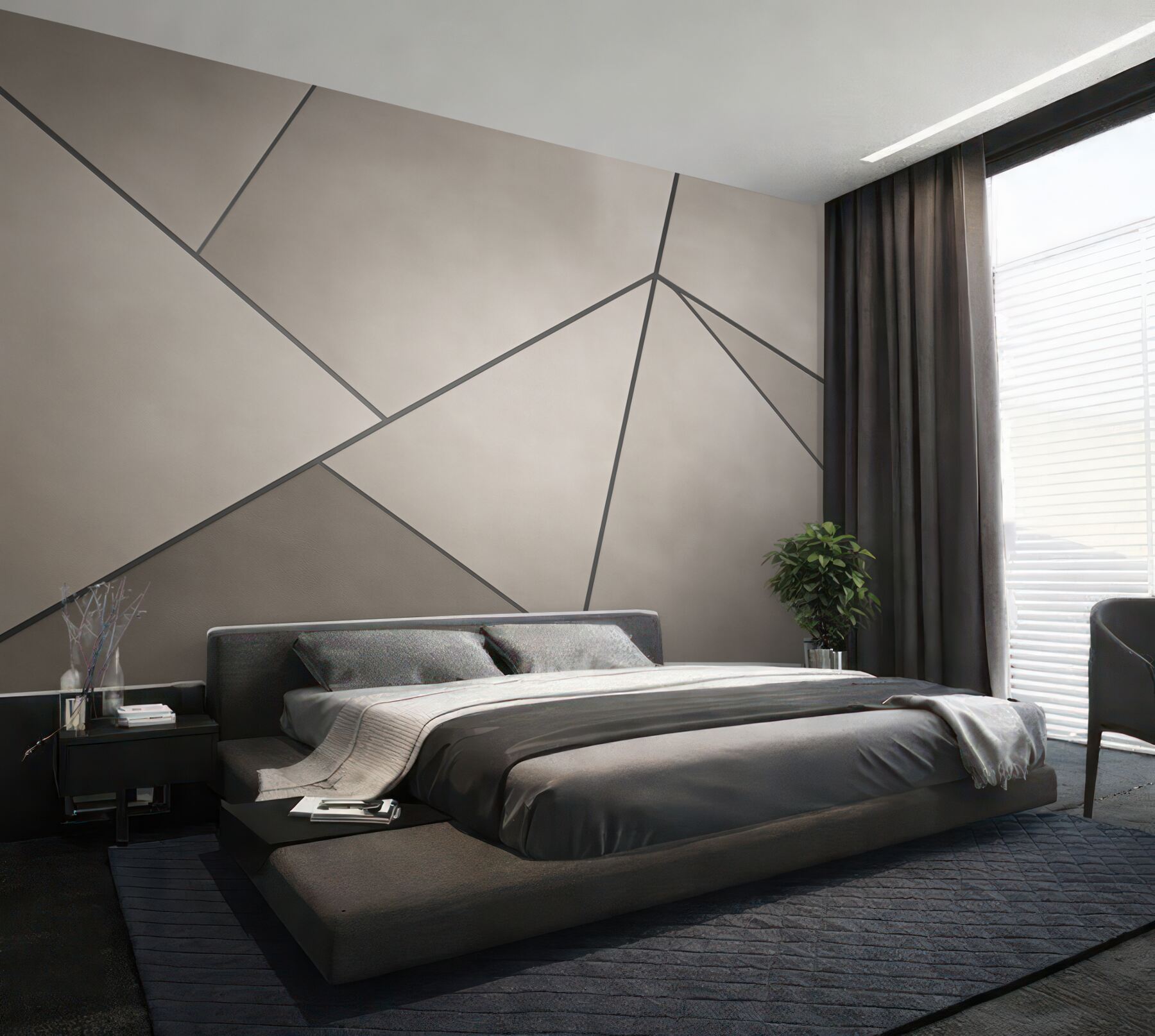 Fototapeta geometryczne panele beżowo szare minimalistyczna?v23
