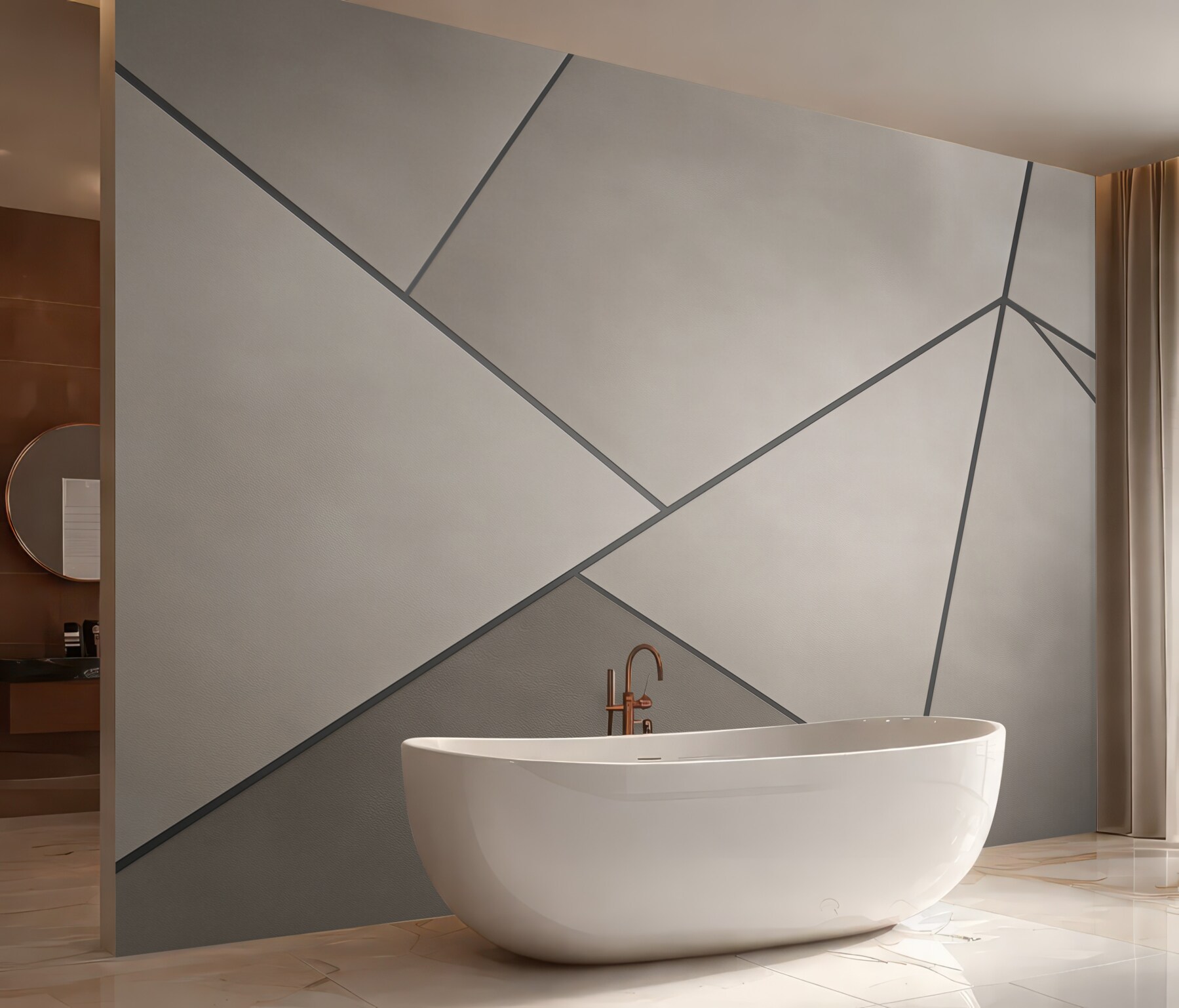 Fototapeta geometryczne panele beżowo szare minimalistyczna?v23