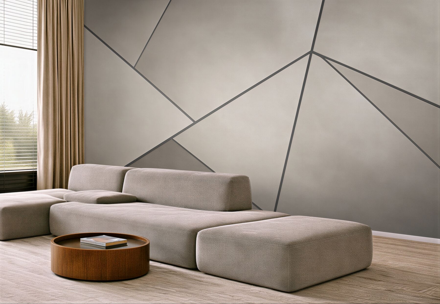 Fototapeta geometryczne panele beżowo szare minimalistyczna?v23