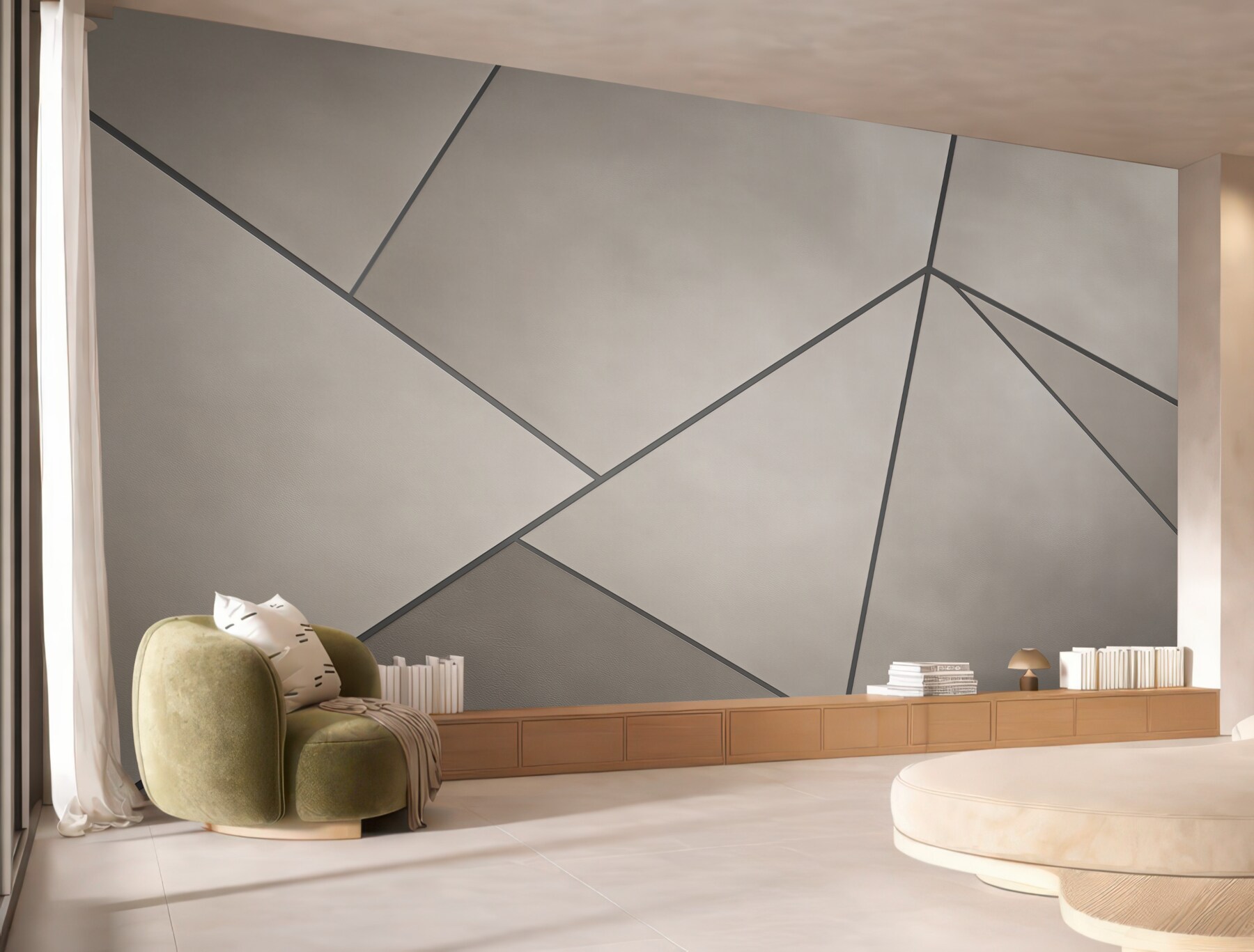 Fototapeta geometryczne panele beżowo szare minimalistyczna?v23