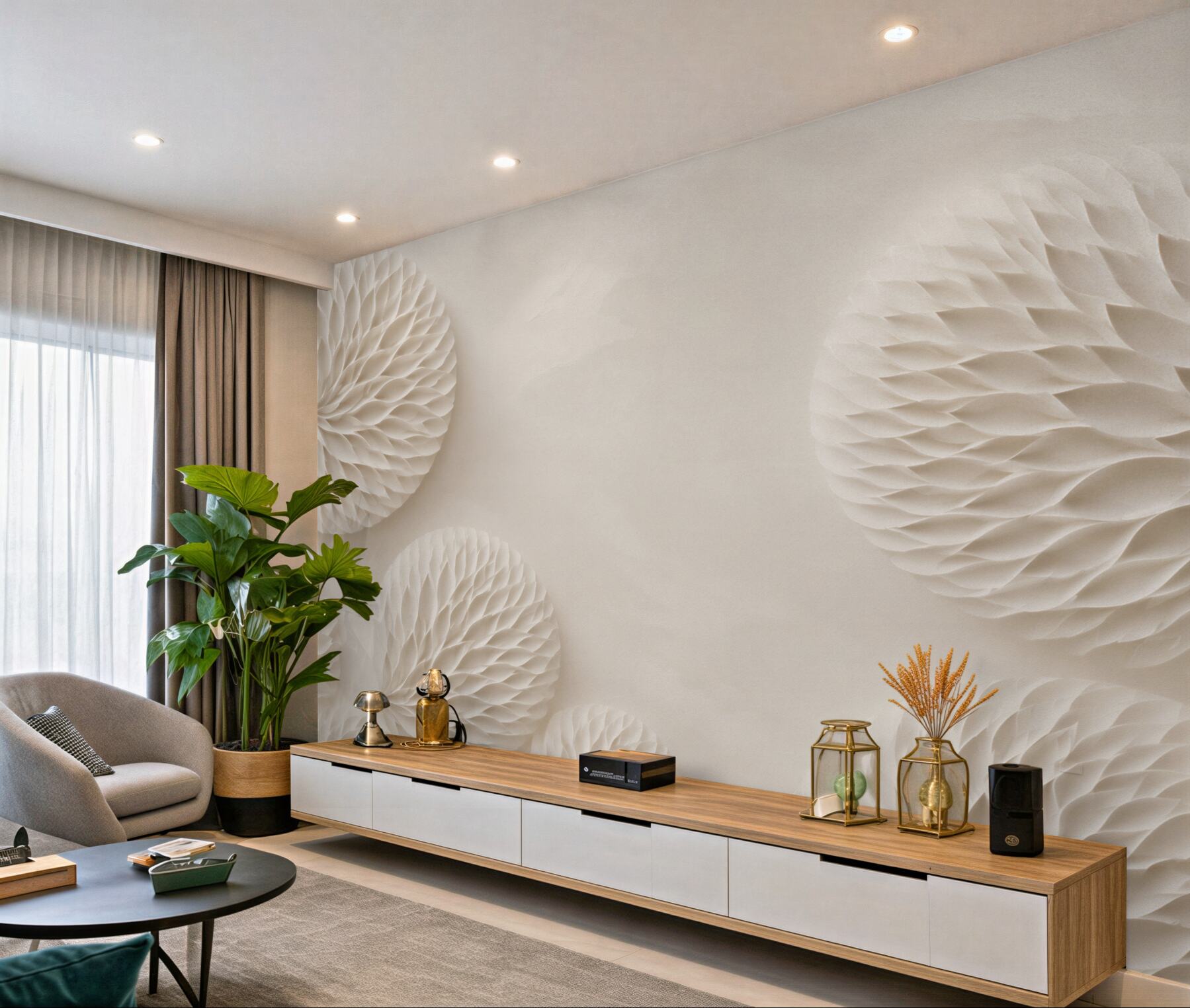 Fototapeta kremowe rozetki kwiatowe 3D subtelna elegancja?v23
