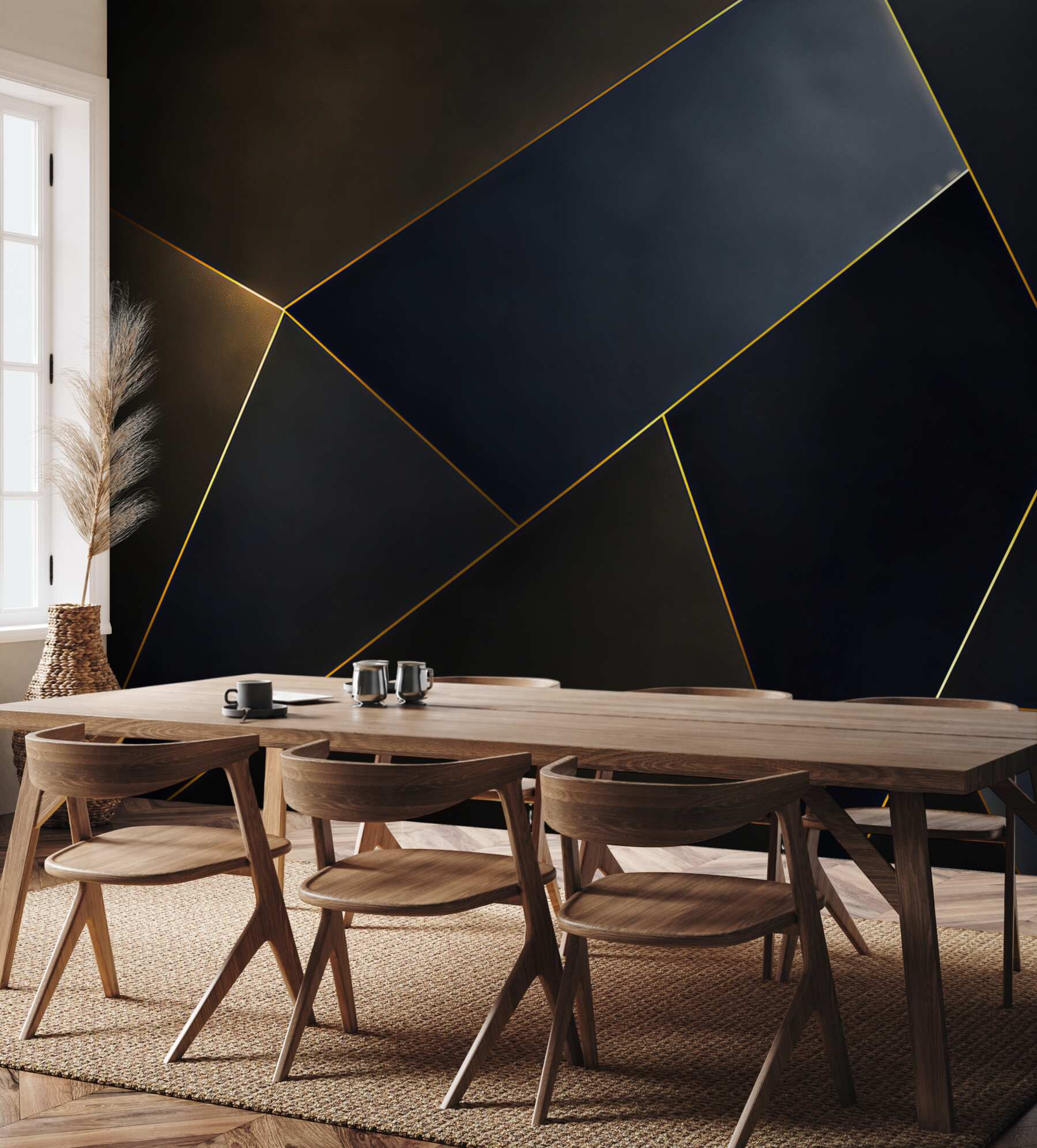 Fototapeta ciemna geometria ze złotymi liniami nowoczesna?v23