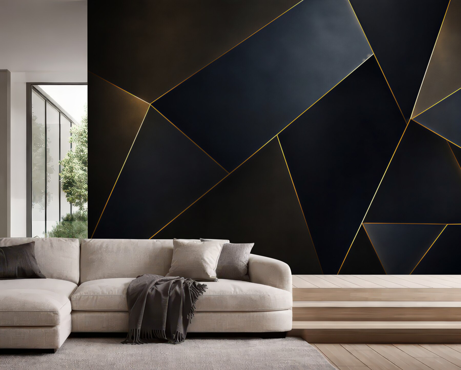 Fototapeta ciemna geometria ze złotymi liniami nowoczesna?v23