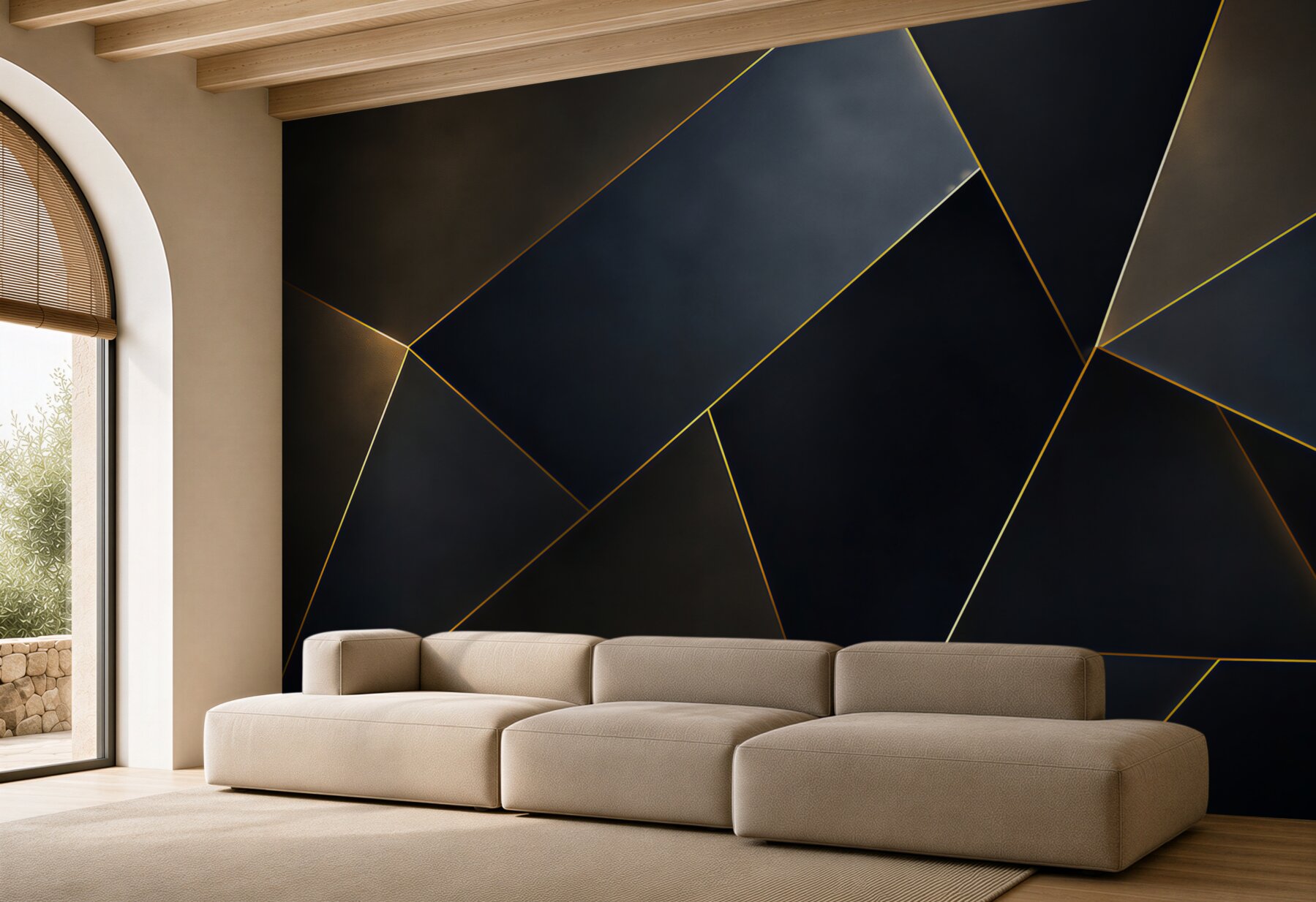 Fototapeta ciemna geometria ze złotymi liniami nowoczesna?v23