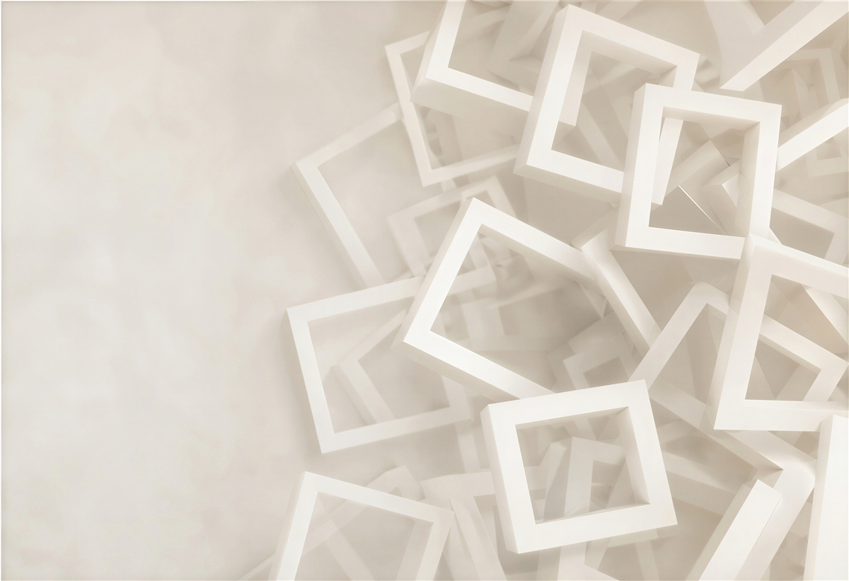 Fototapeta białe kwadraty geometryczne 3D minimalistyczna