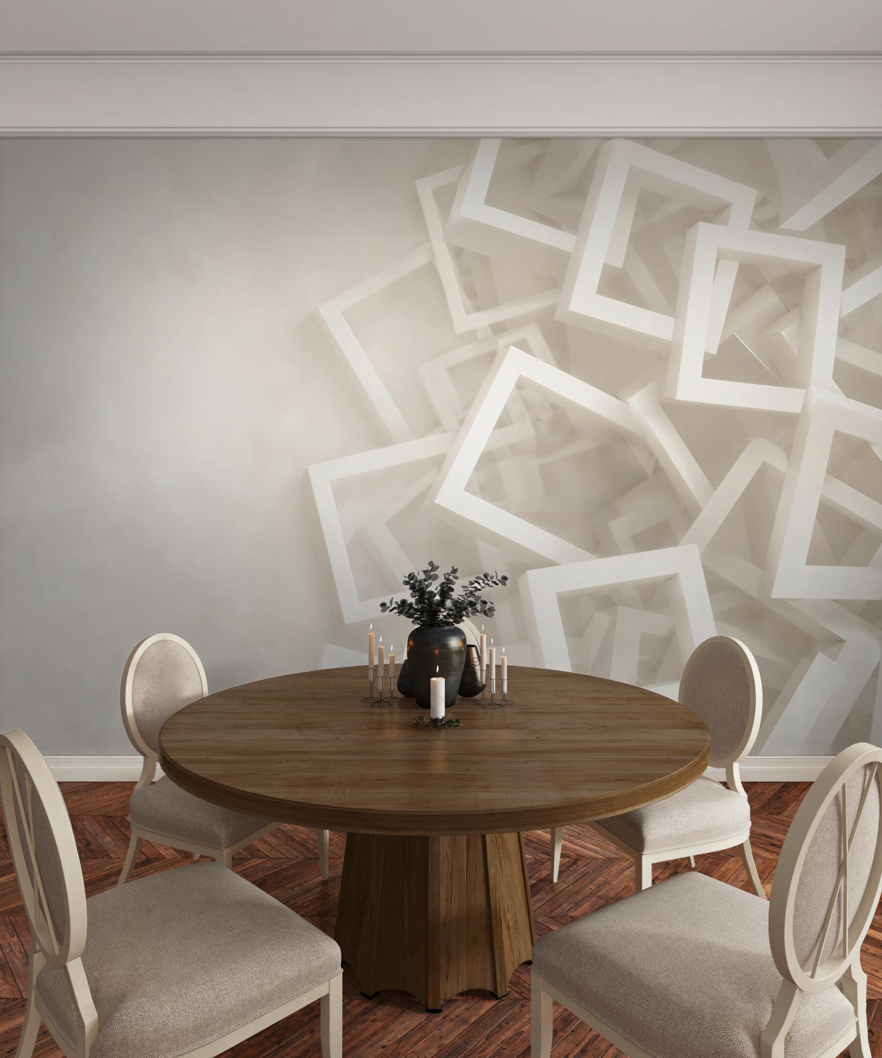 Fototapeta białe kwadraty geometryczne 3D minimalistyczna?v23