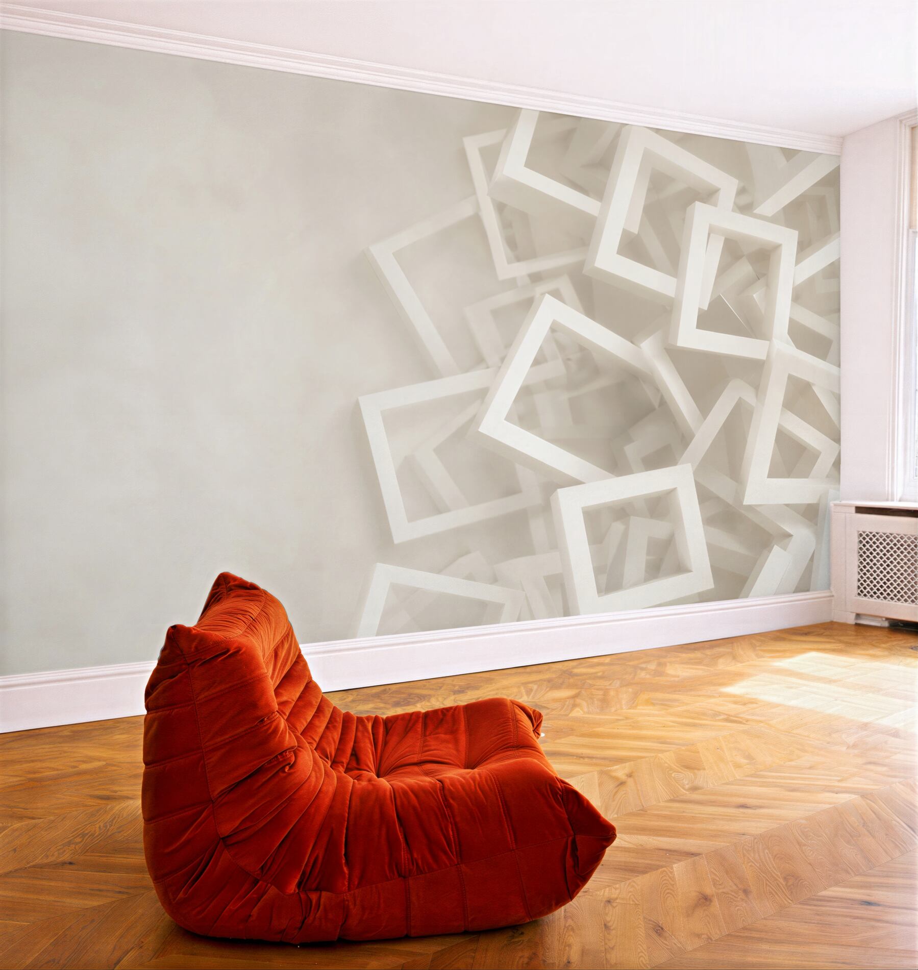 Fototapeta białe kwadraty geometryczne 3D minimalistyczna?v23