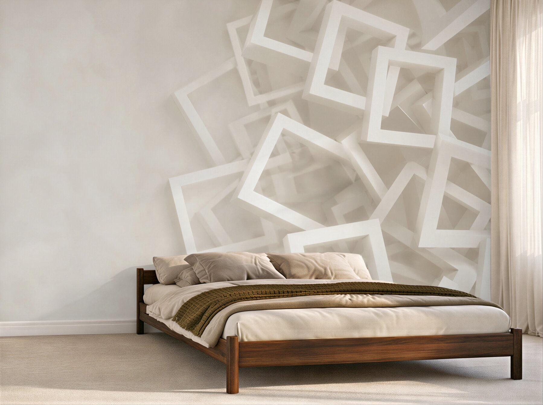 Fototapeta białe kwadraty geometryczne 3D minimalistyczna?v23