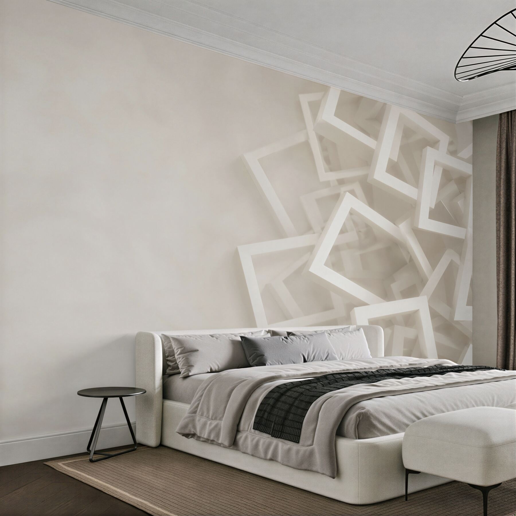 Fototapeta białe kwadraty geometryczne 3D minimalistyczna
