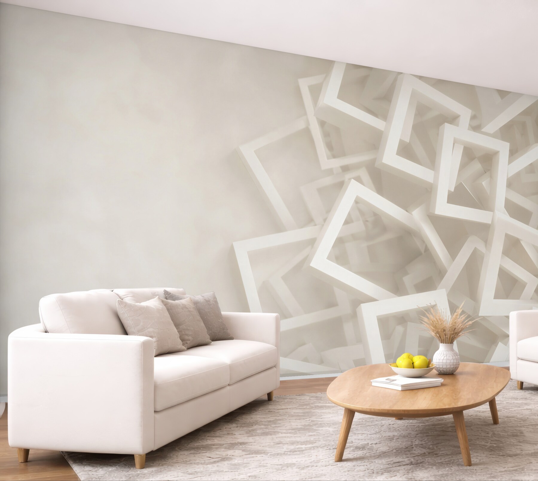 Fototapeta białe kwadraty geometryczne 3D minimalistyczna?v23