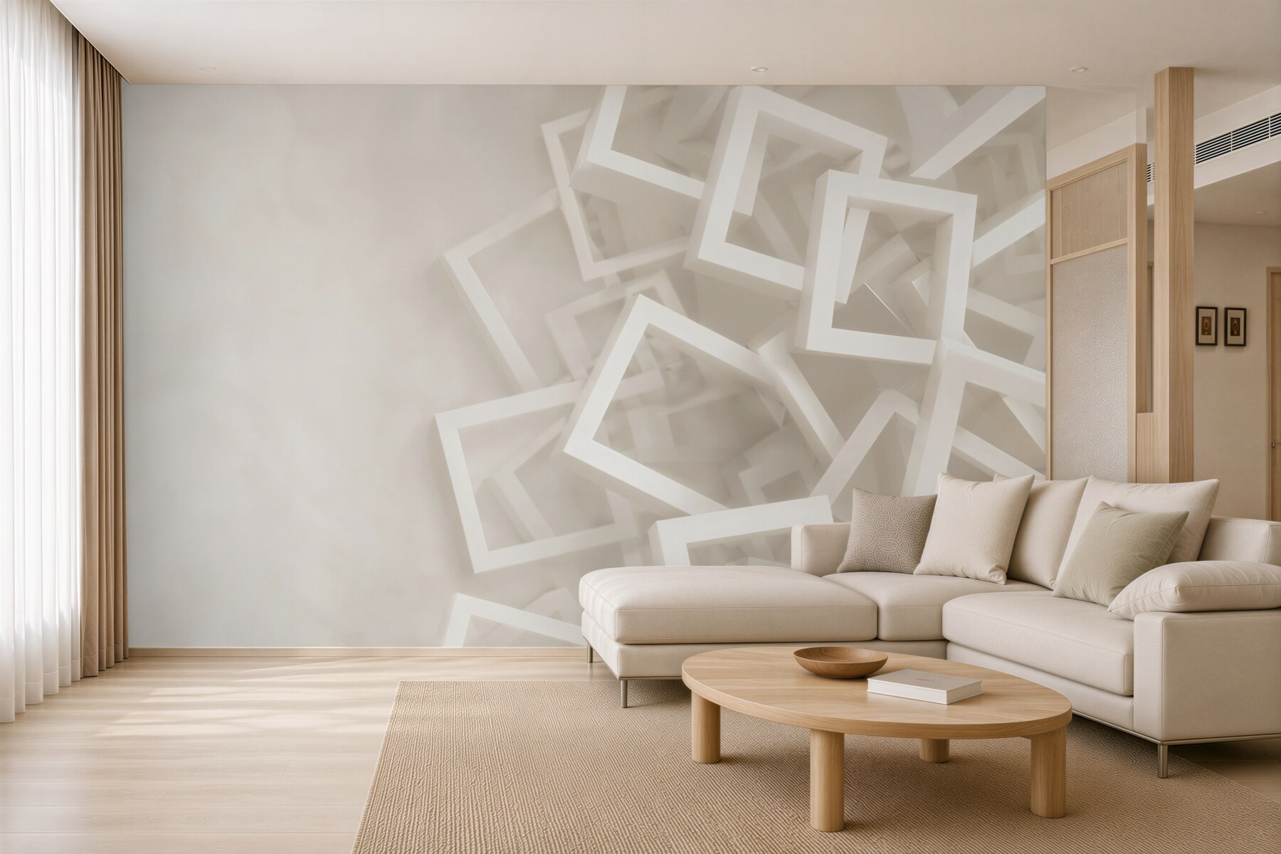 Fototapeta białe kwadraty geometryczne 3D minimalistyczna?v23