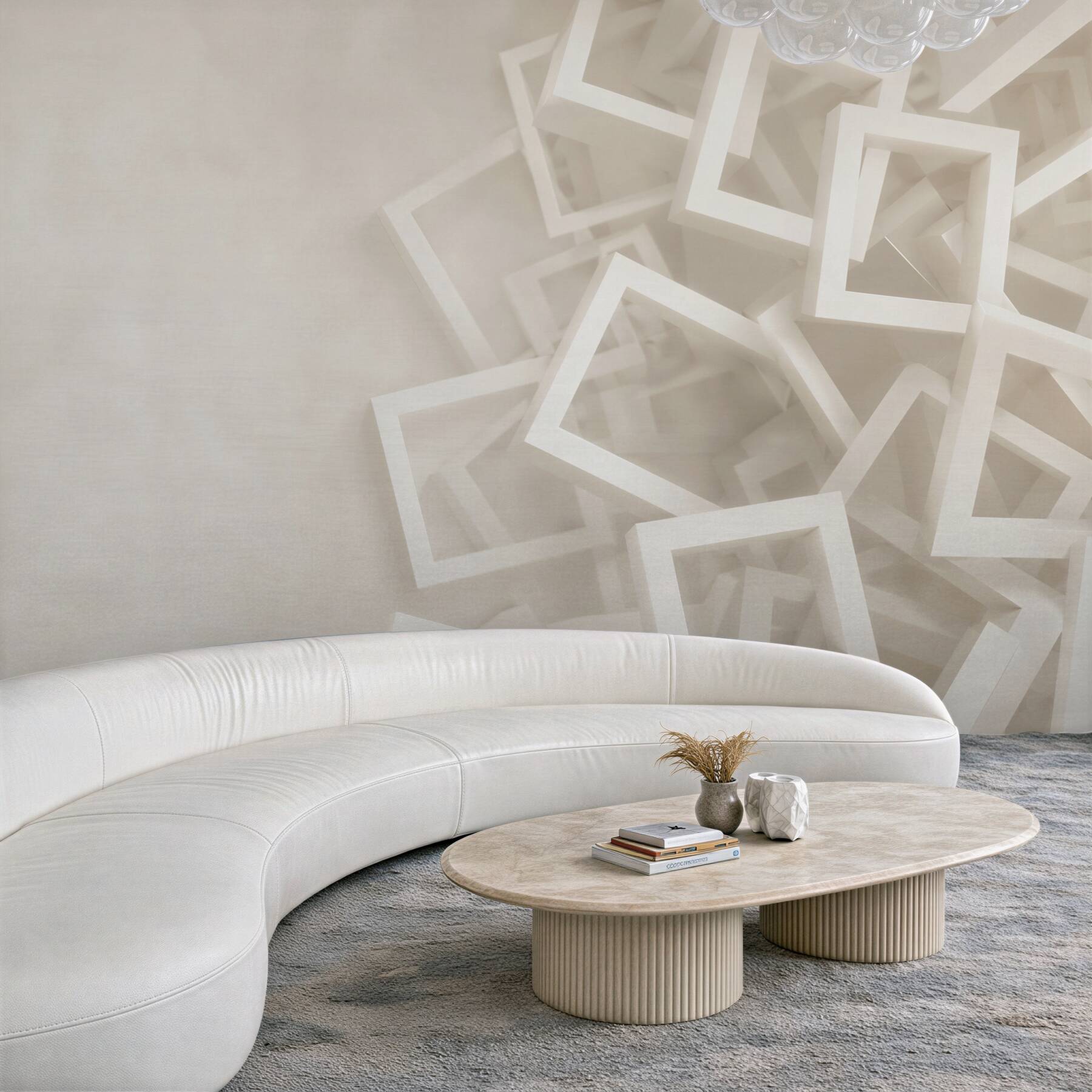 Fototapeta białe kwadraty geometryczne 3D minimalistyczna?v23