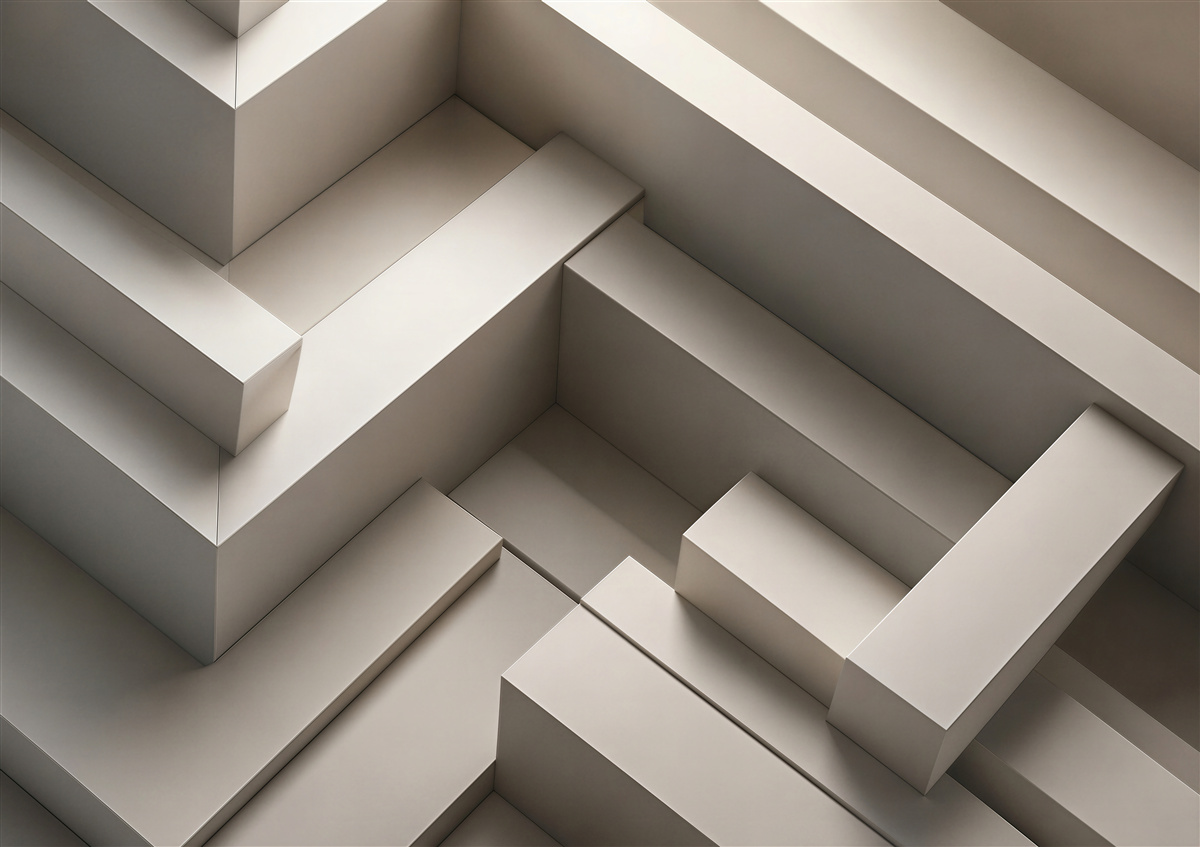 Fototapeta przestrzenne schody geometryczne beżowe nowoczesne 3D