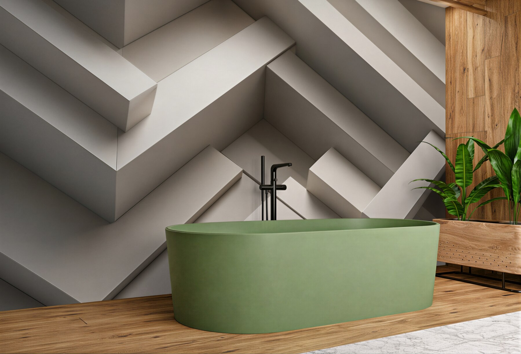 Fototapeta przestrzenne schody geometryczne beżowe nowoczesne 3D?v23