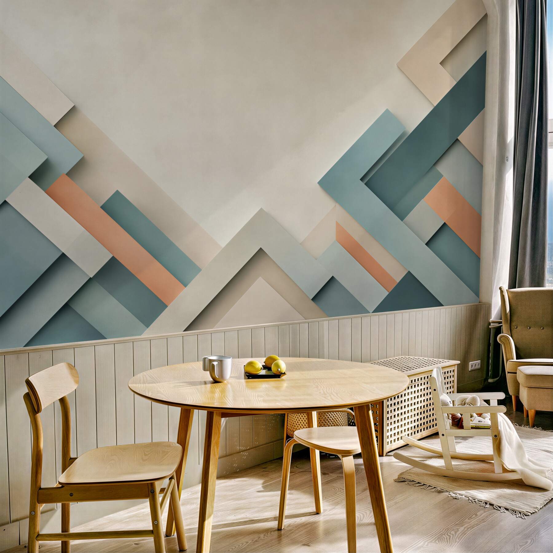 Fototapeta geometryczne ramy niebiesko beżowe nowoczesna abstrakcja?v23