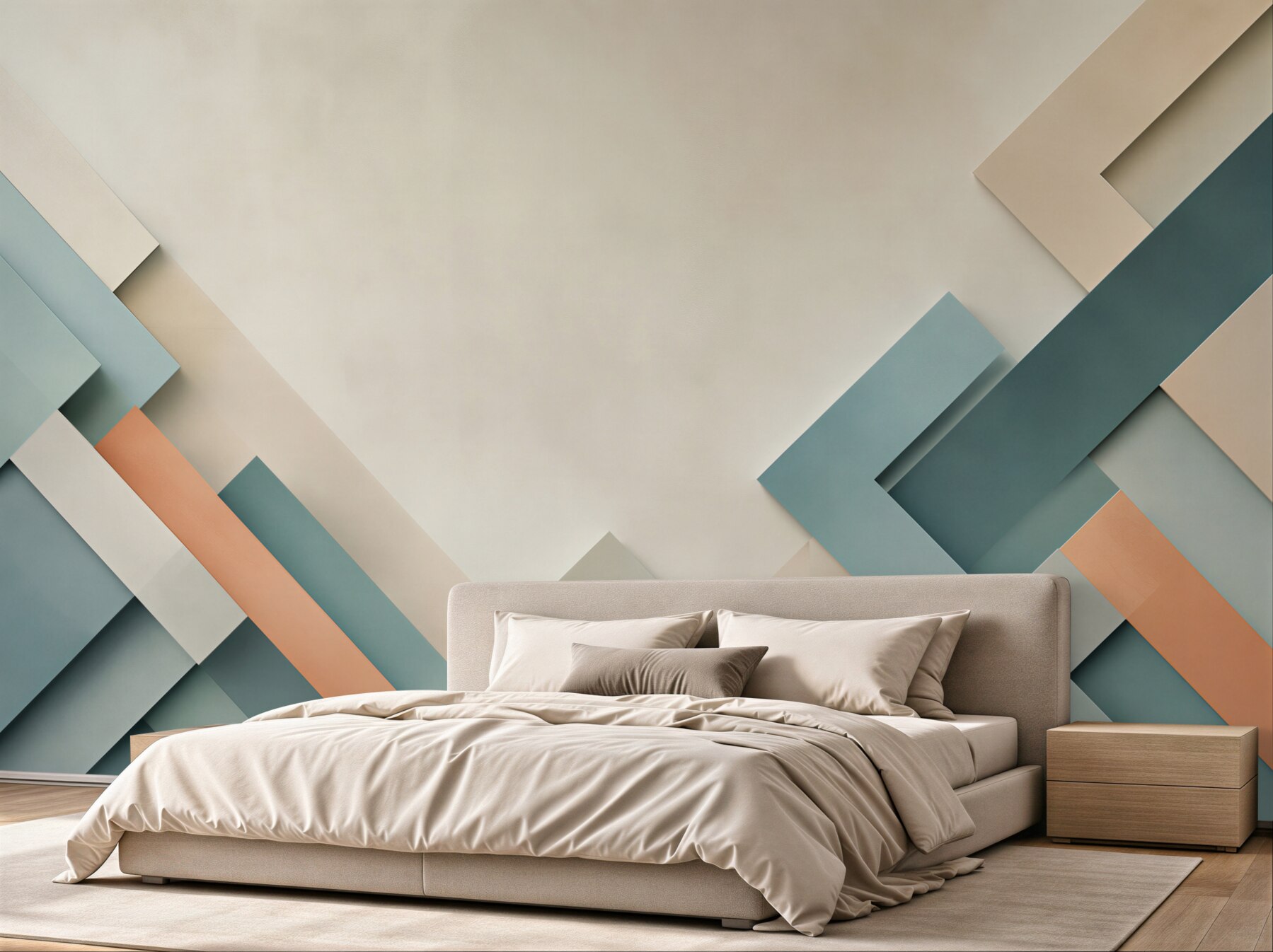 Fototapeta geometryczne ramy niebiesko beżowe nowoczesna abstrakcja