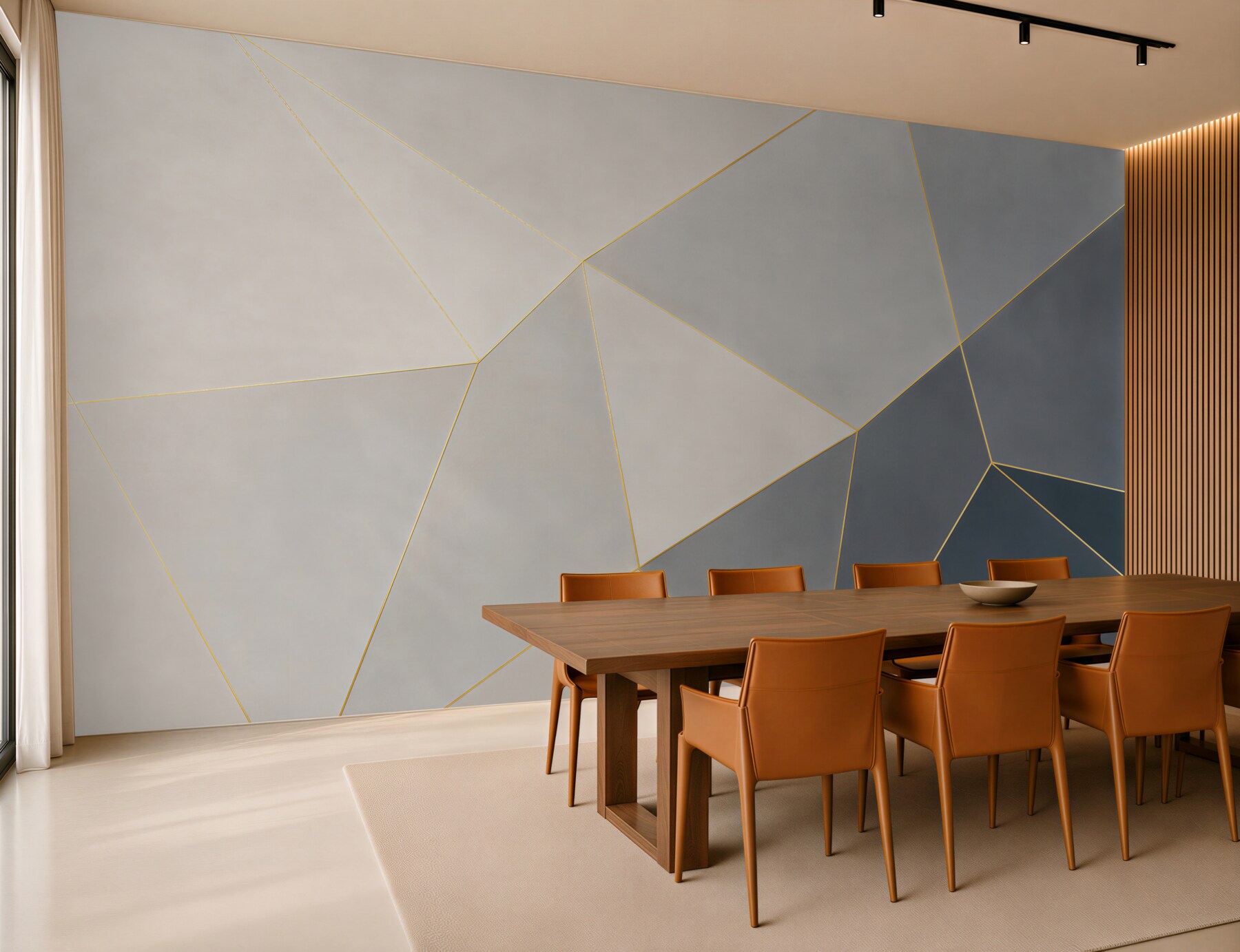 Fototapeta geometryczne trójkąty szaro beżowe ze złotą linią?v23
