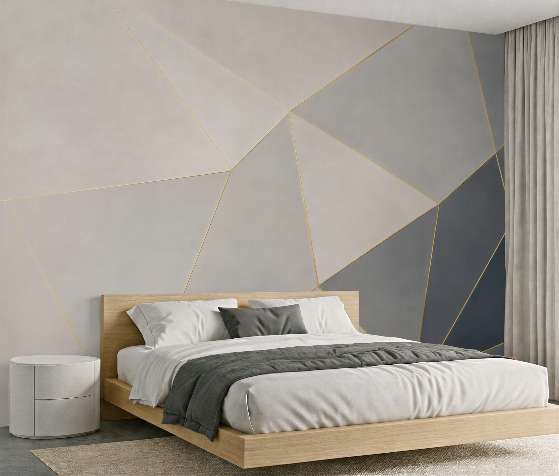 Fototapeta geometryczne trójkąty szaro beżowe ze złotą linią?v23
