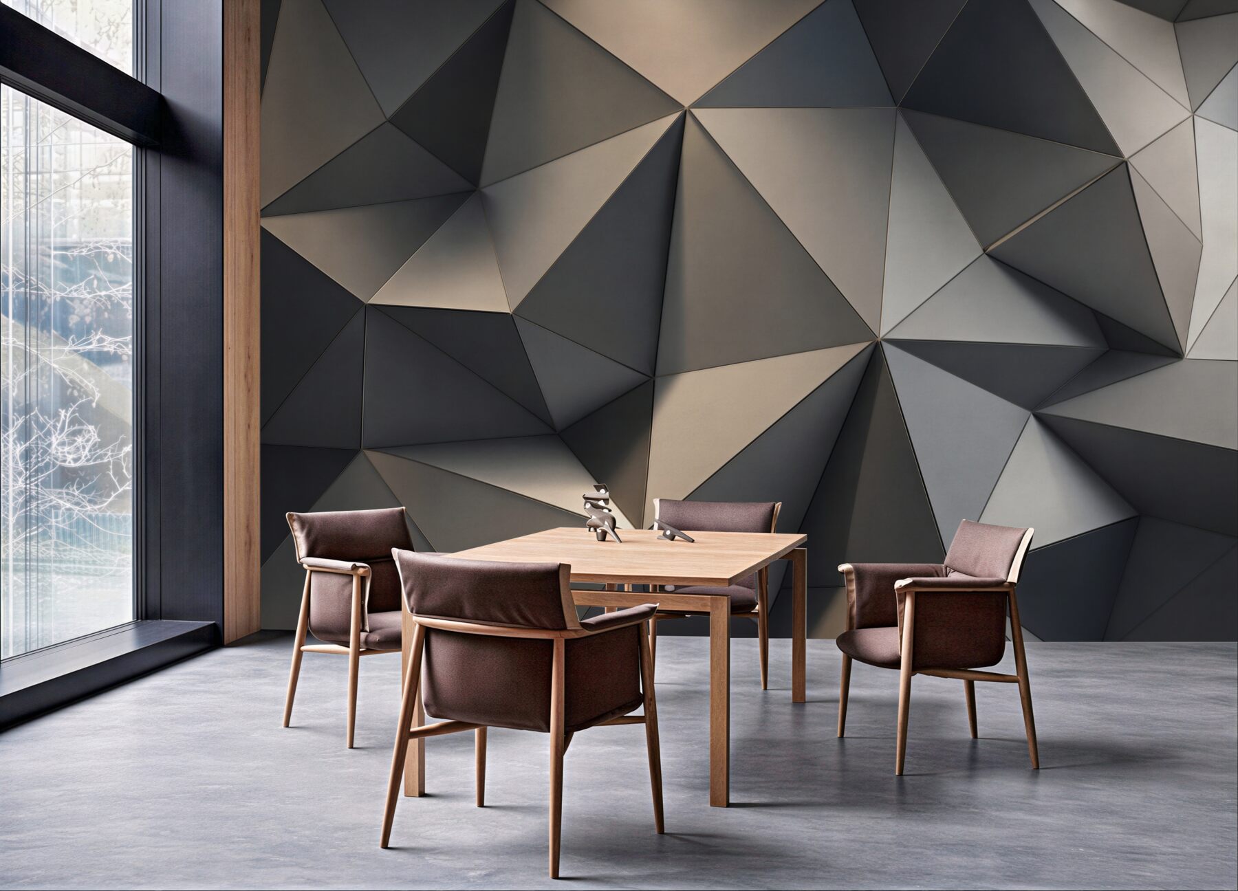 Fototapeta geometryczne trójkąty 3D grafitowe nowoczesny wzór?v23