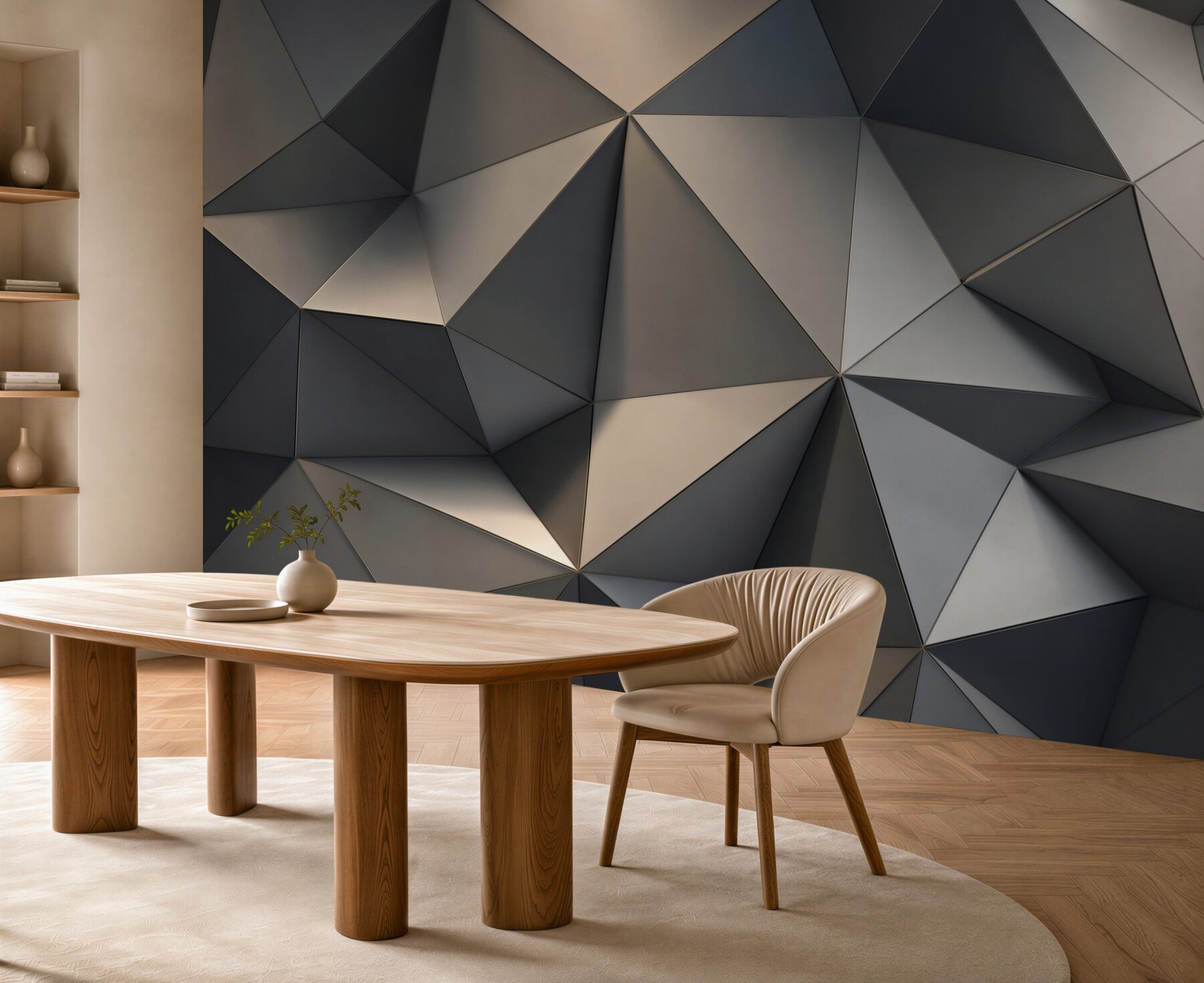 Fototapeta geometryczne trójkąty 3D grafitowe nowoczesny wzór?v23