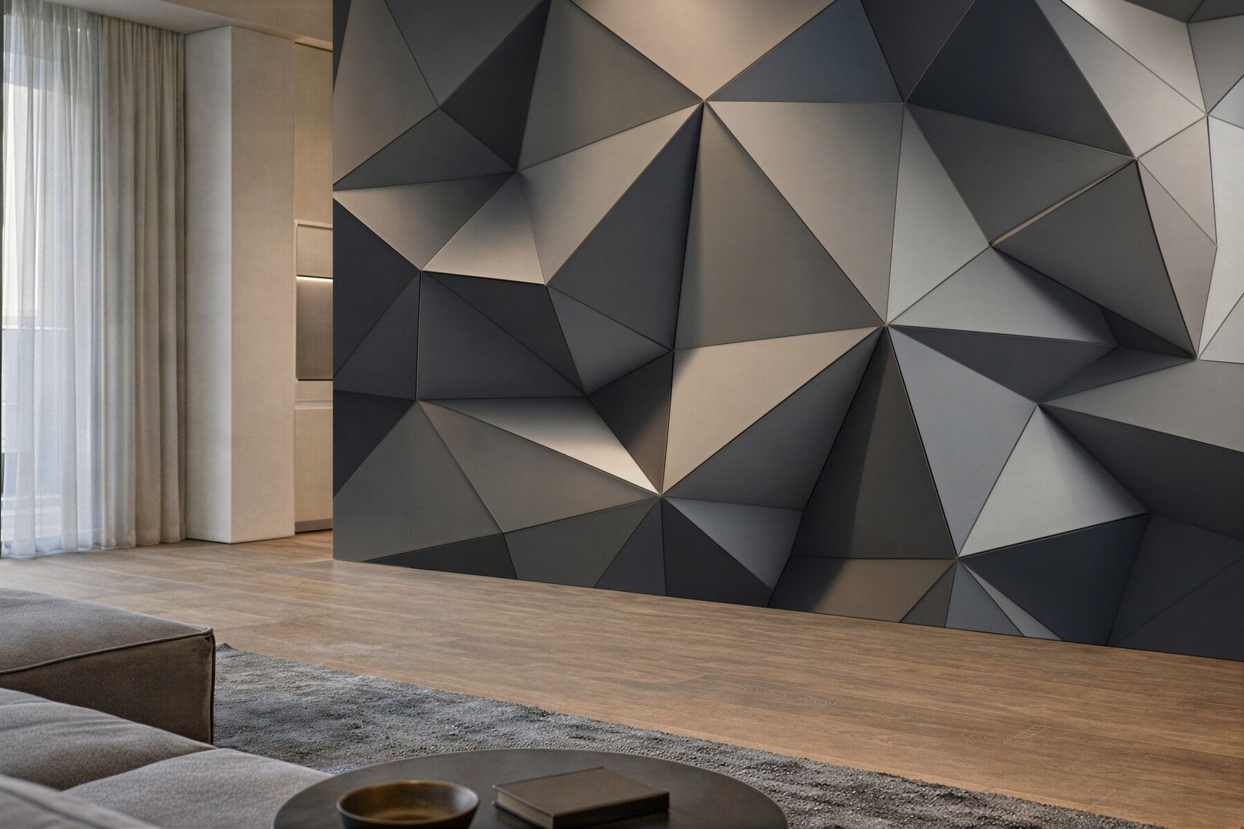 Fototapeta geometryczne trójkąty 3D grafitowe nowoczesny wzór?v23