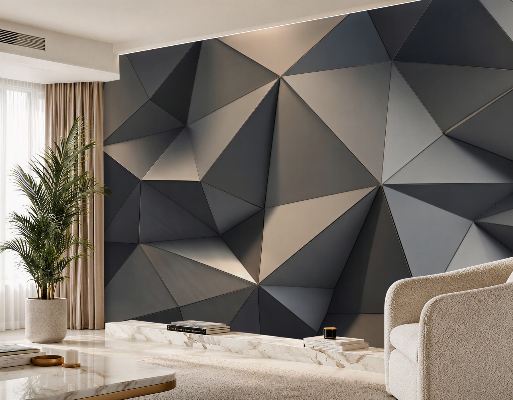 Fototapeta geometryczne trójkąty 3D grafitowe nowoczesny wzór?v23