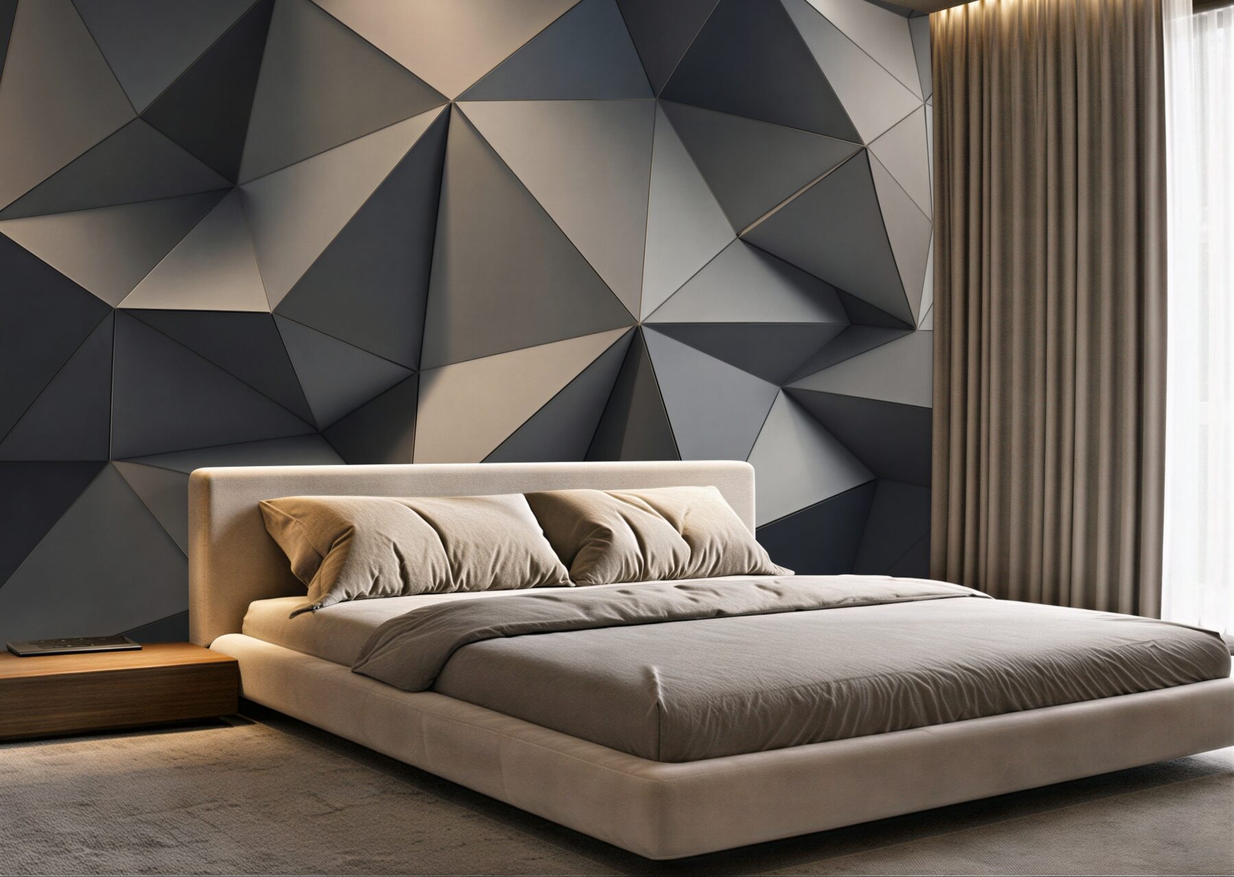 Fototapeta geometryczne trójkąty 3D grafitowe nowoczesny wzór?v23