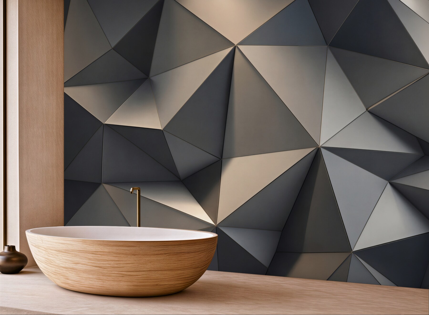 Fototapeta geometryczne trójkąty 3D grafitowe nowoczesny wzór?v23