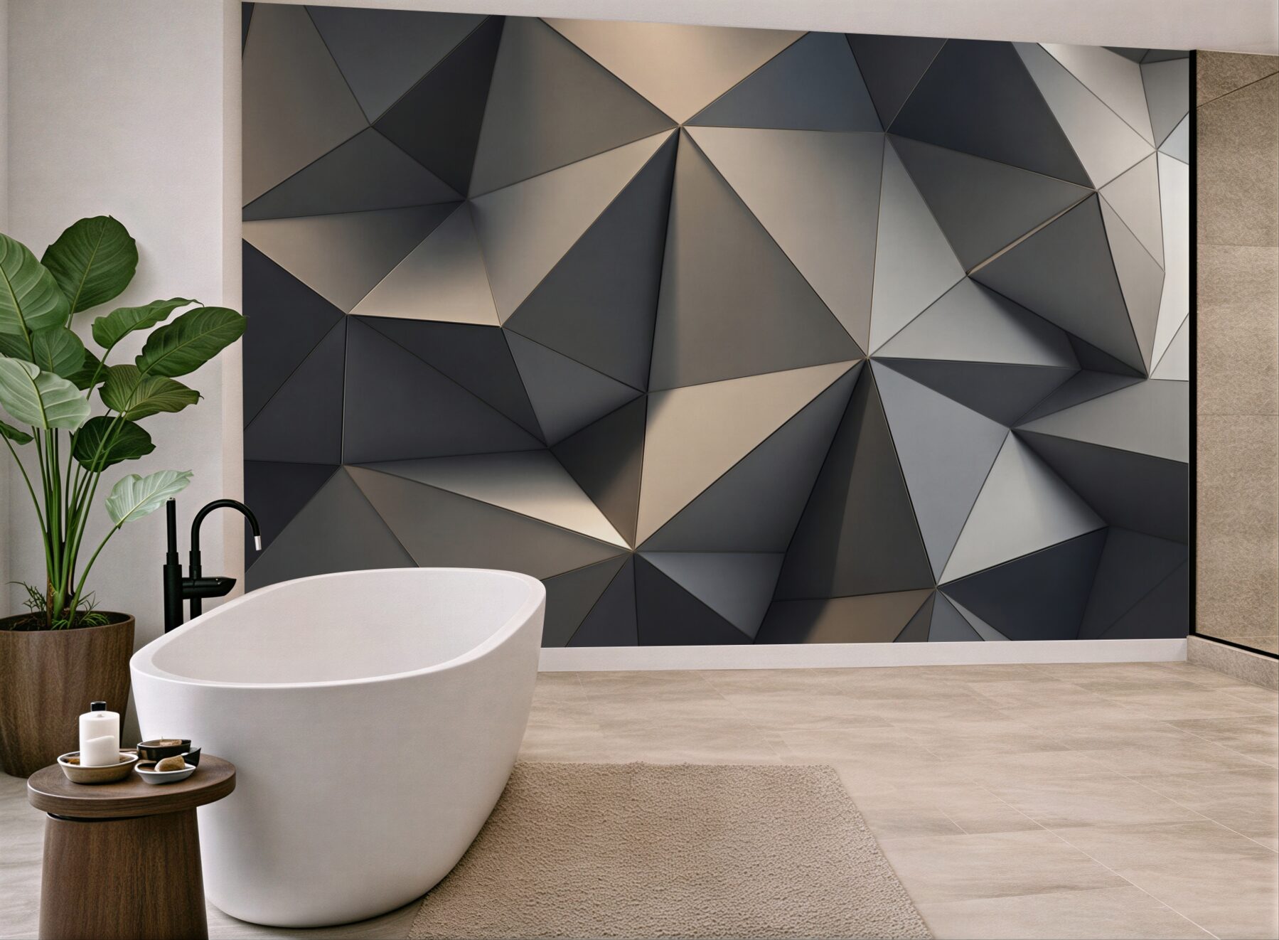 Fototapeta geometryczne trójkąty 3D grafitowe nowoczesny wzór?v23