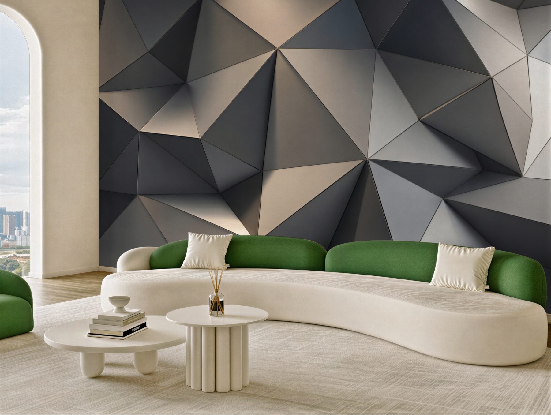 Fototapeta geometryczne trójkąty 3D grafitowe nowoczesny wzór?v23