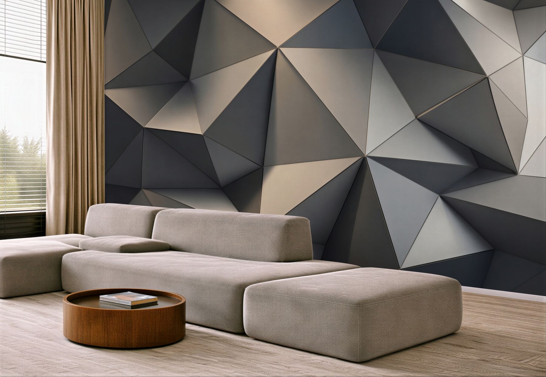 Fototapeta geometryczne trójkąty 3D grafitowe nowoczesny wzór?v23