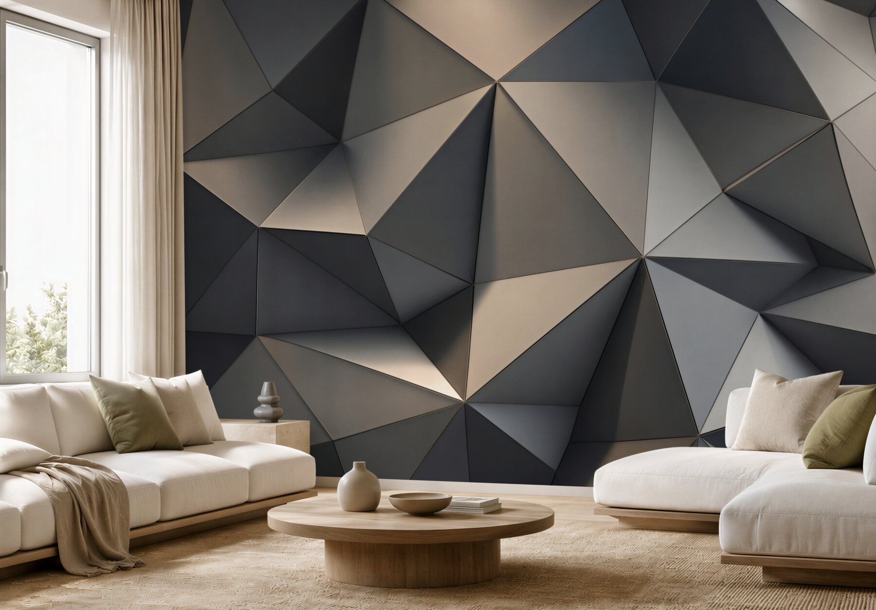 Fototapeta geometryczne trójkąty 3D grafitowe nowoczesny wzór?v23