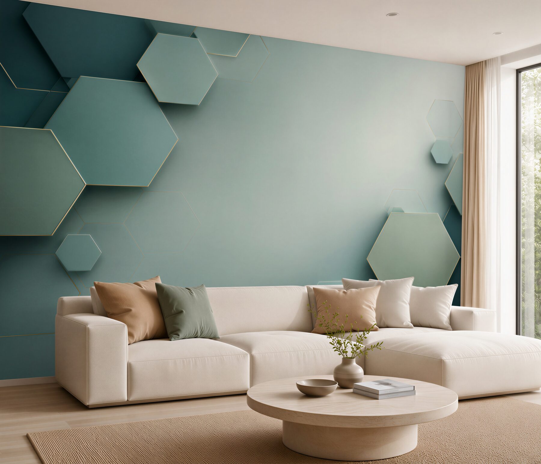 Fototapeta Obszerne matowe zielone sześciokątne?v23