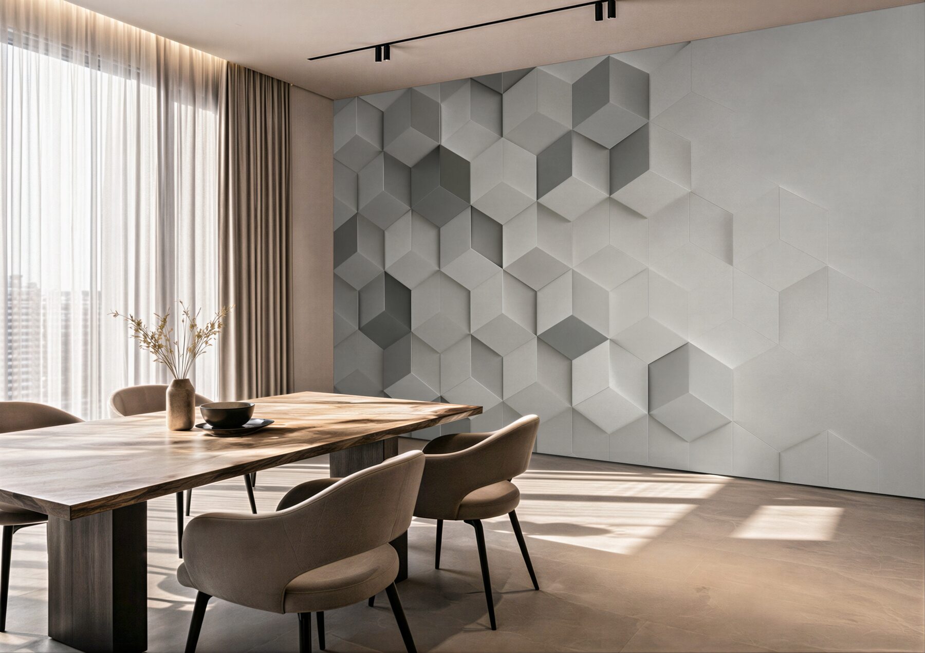 Fototapeta białe i szare kostki 3D geometryczna nowoczesna?v23