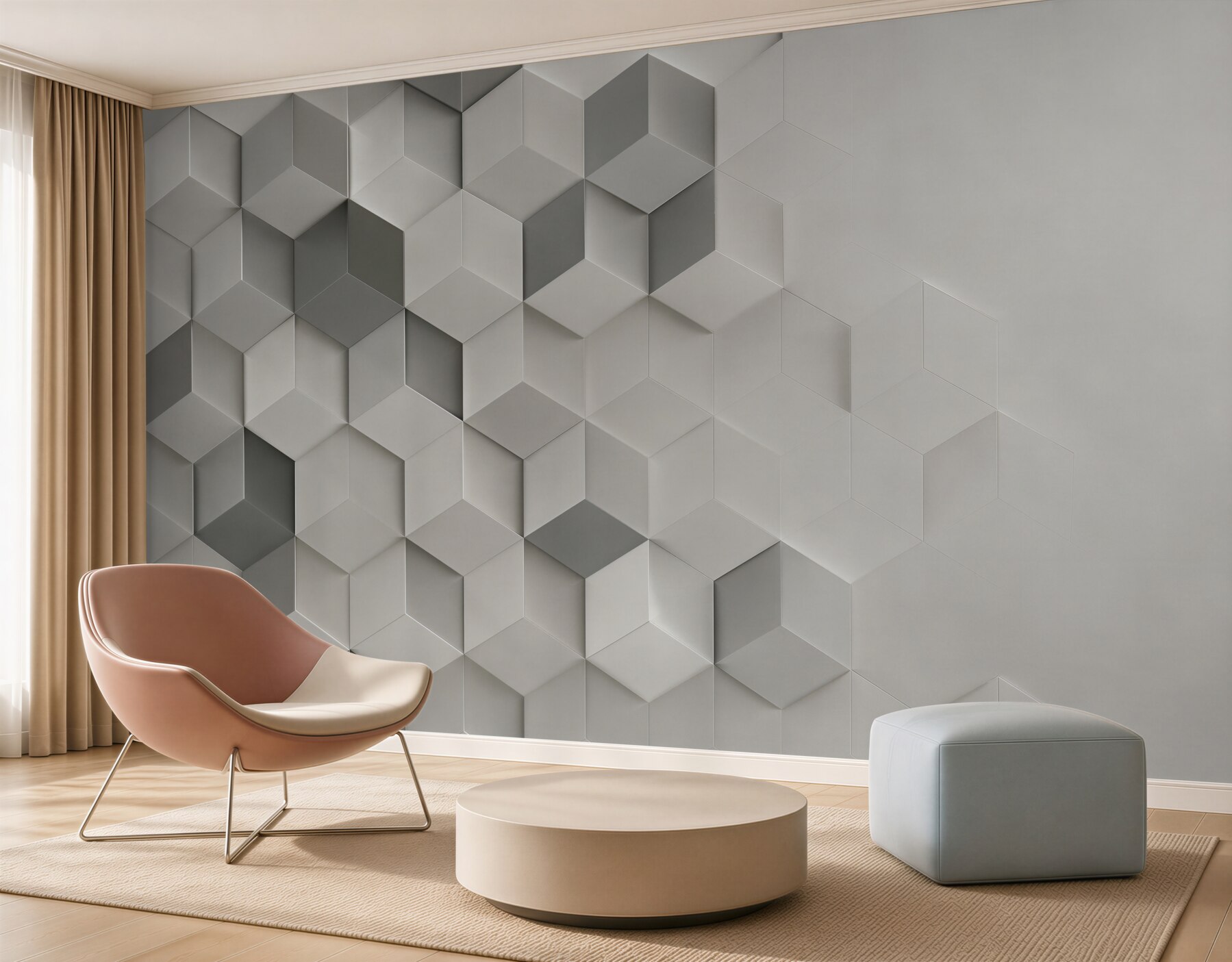 Fototapeta białe i szare kostki 3D geometryczna nowoczesna?v23