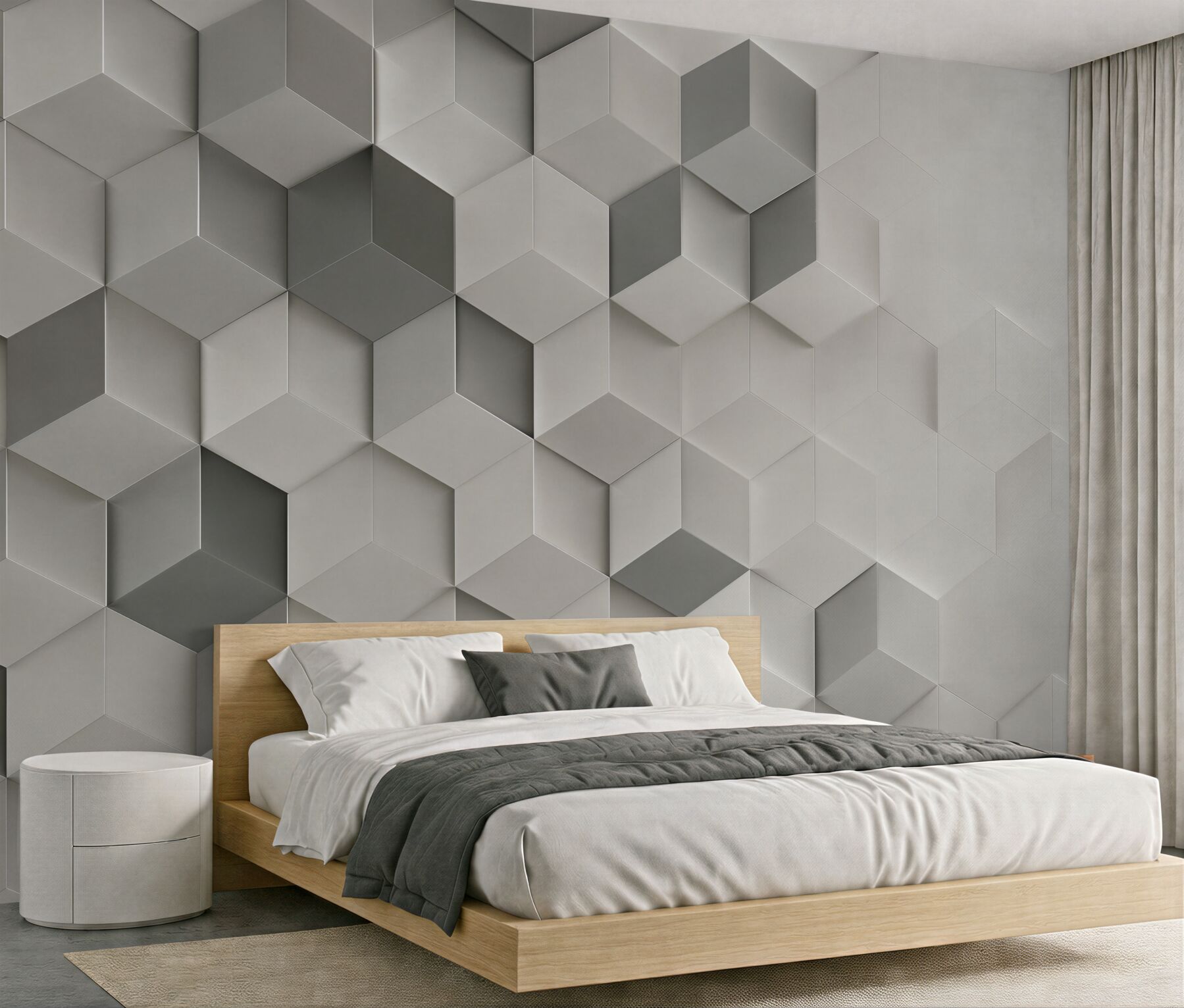 Fototapeta białe i szare kostki 3D geometryczna nowoczesna?v23