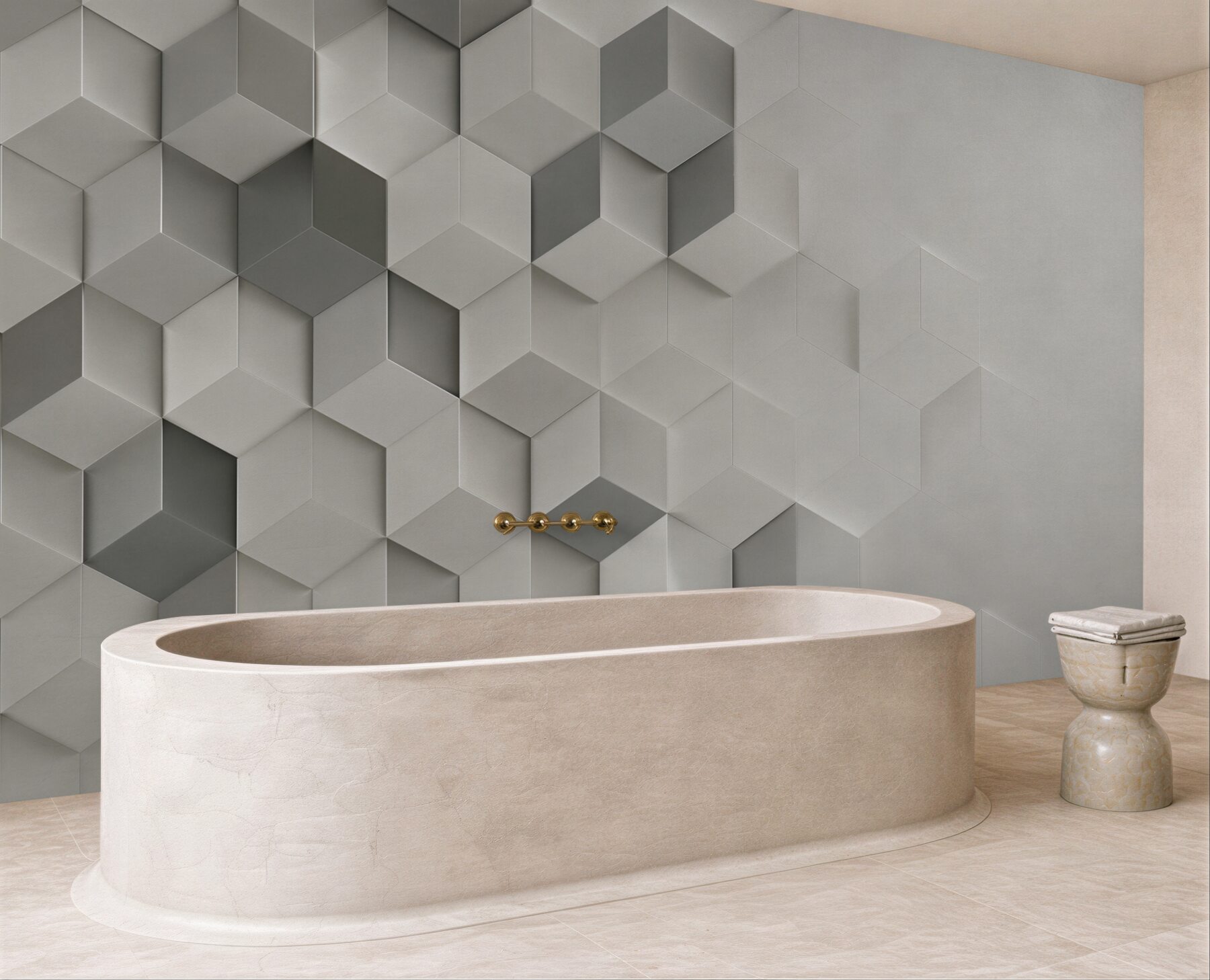 Fototapeta białe i szare kostki 3D geometryczna nowoczesna?v23