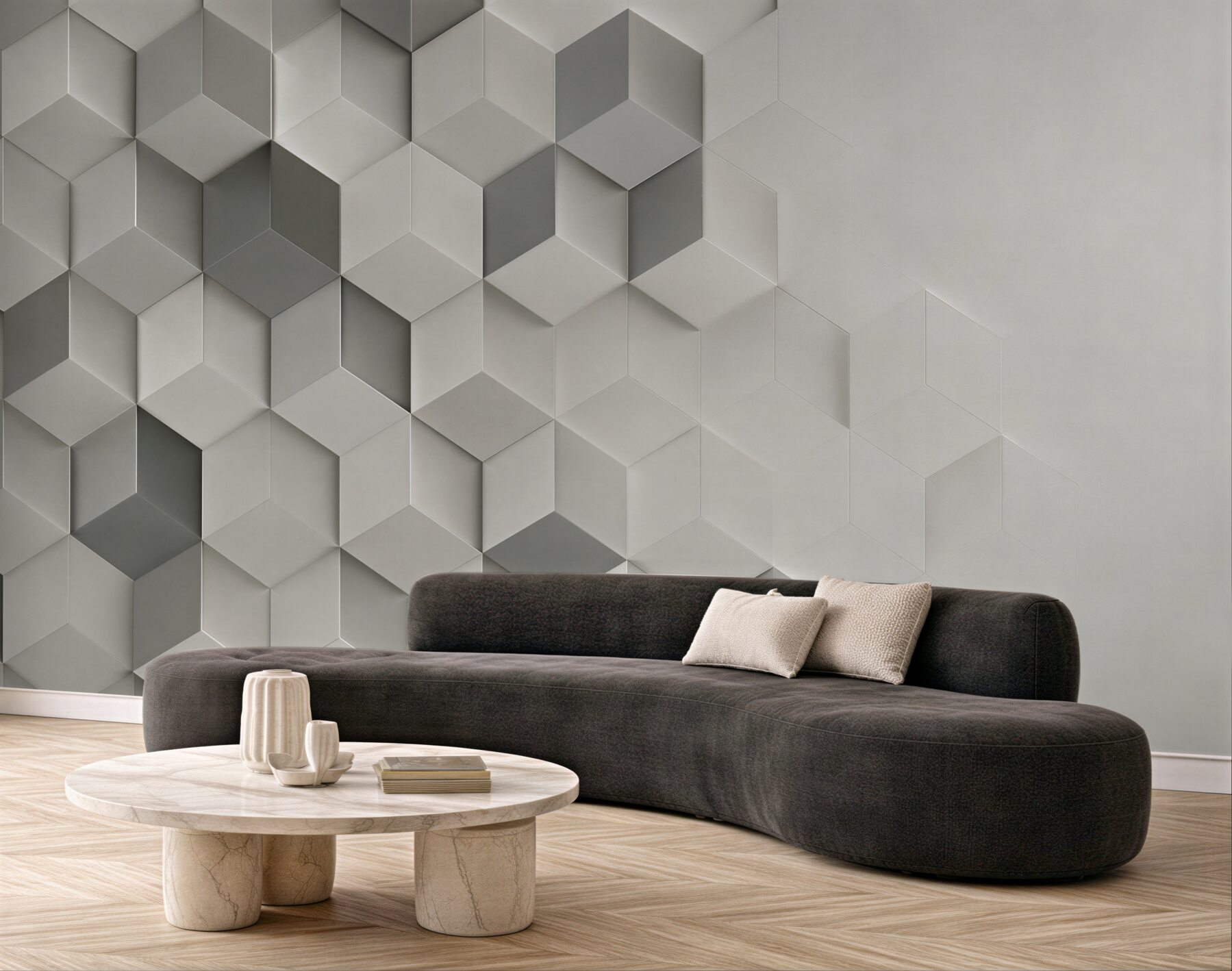 Fototapeta białe i szare kostki 3D geometryczna nowoczesna?v23