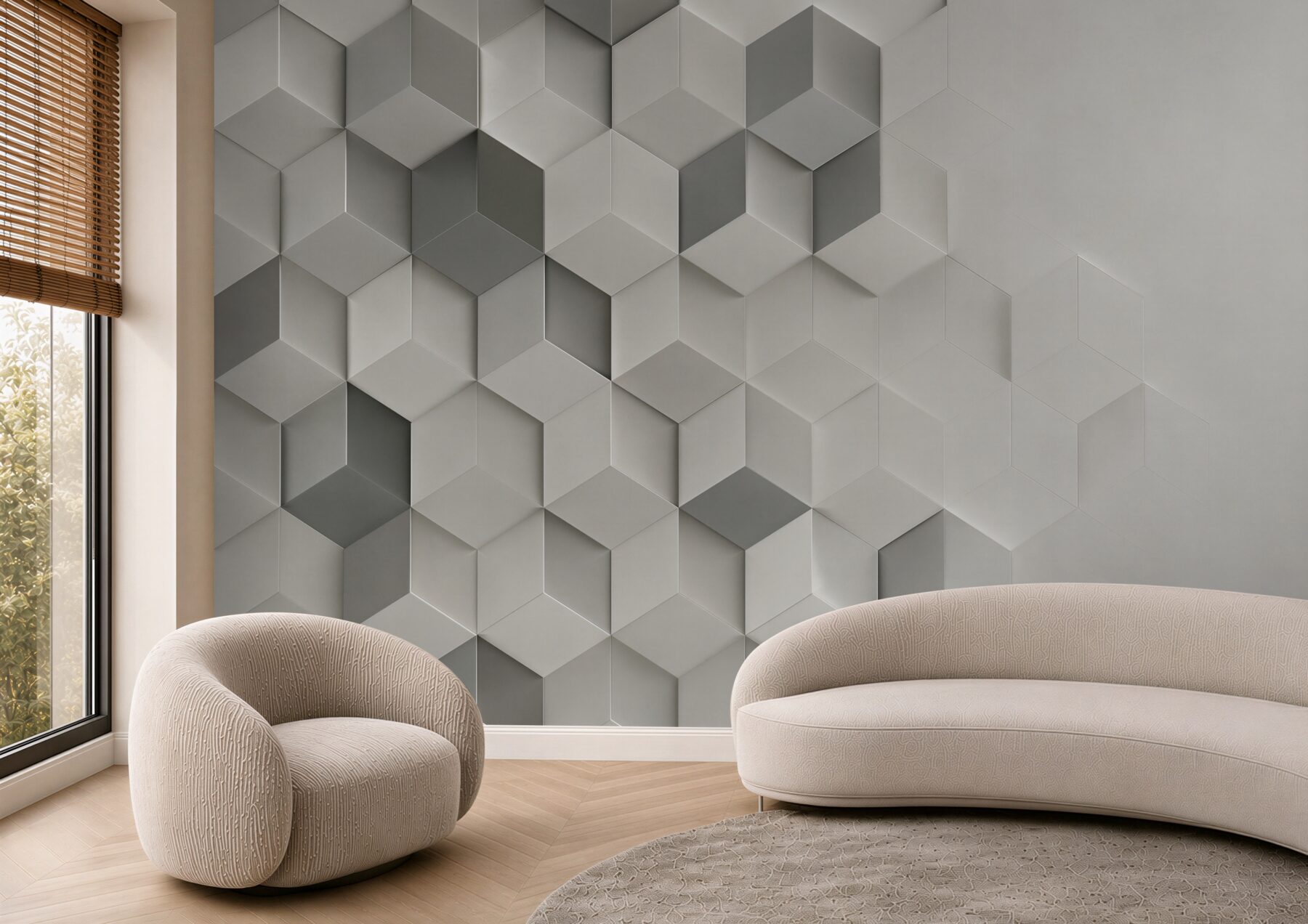 Fototapeta białe i szare kostki 3D geometryczna nowoczesna?v23