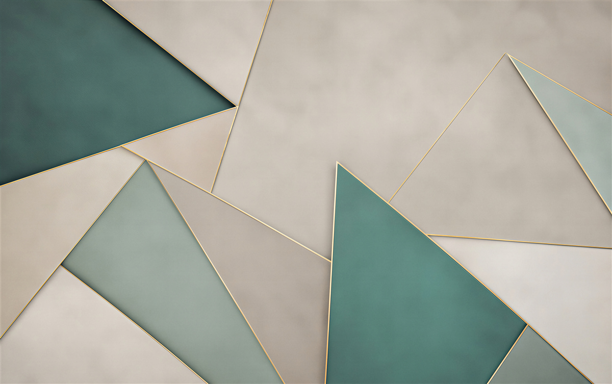 Fototapeta turkusowe trójkąty geometryczne na beżowym tle