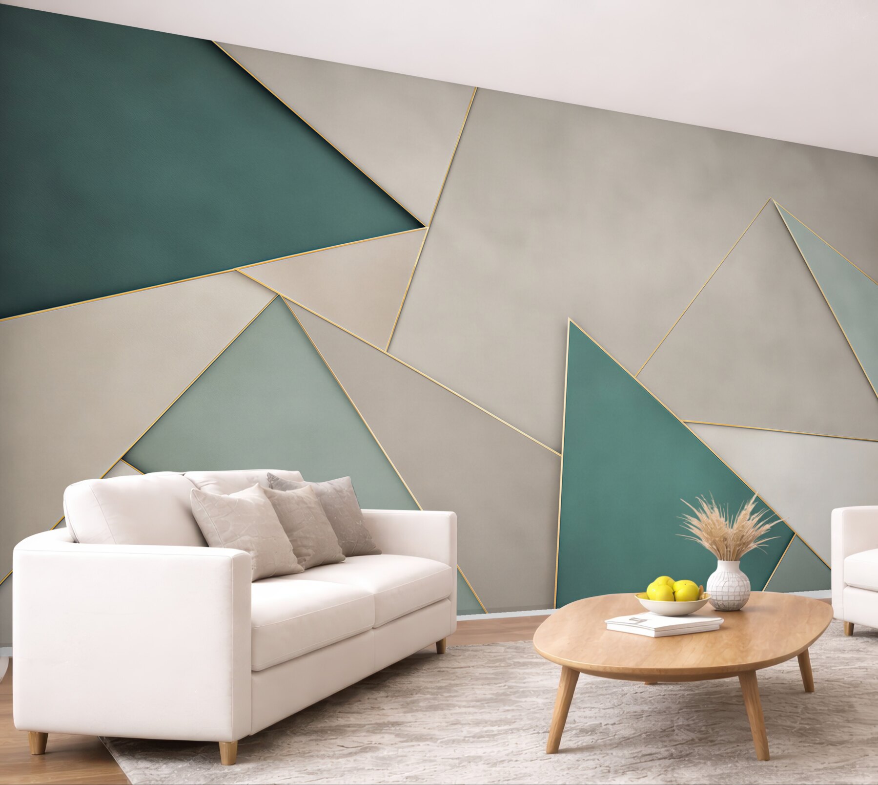 Fototapeta turkusowe trójkąty geometryczne na beżowym tle?v23