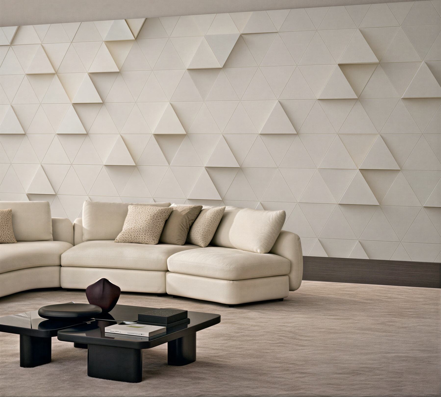 Fototapeta białe trójkąty 3D minimalistyczna geometria do salonu?v23