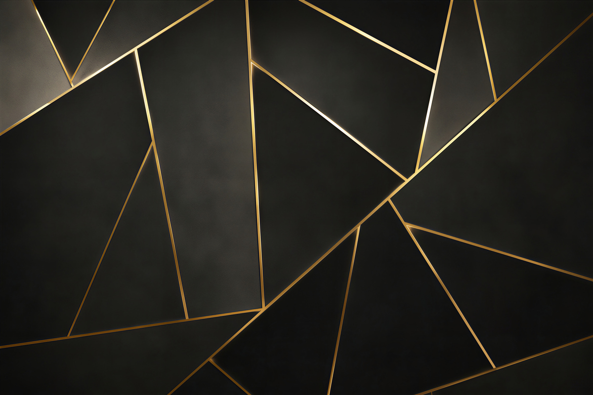 Fototapeta czarna geometria ze złotymi liniami nowoczesna elegancja