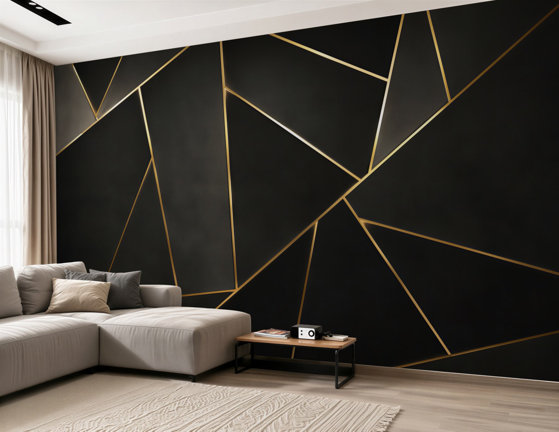 Fototapeta czarna geometria ze złotymi liniami nowoczesna elegancja?v23