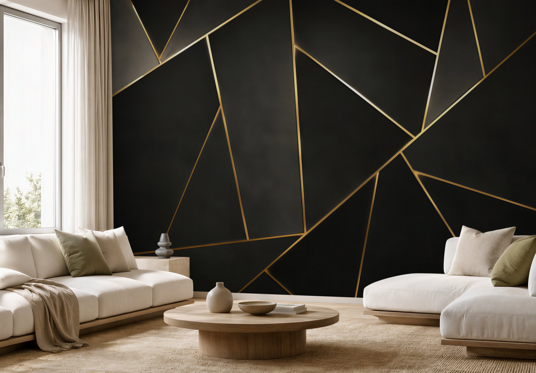 Fototapeta czarna geometria ze złotymi liniami nowoczesna elegancja?v23