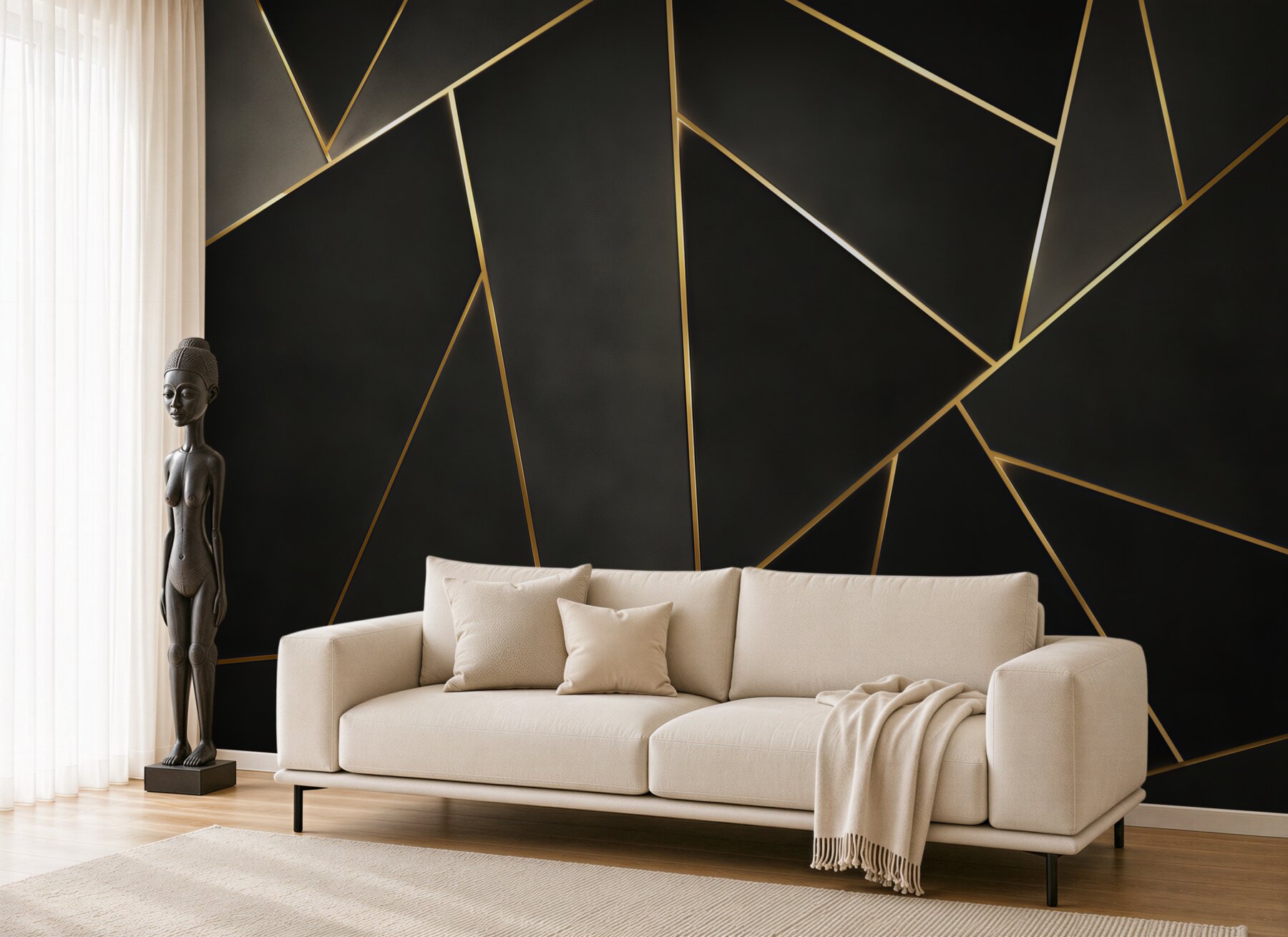 Fototapeta czarna geometria ze złotymi liniami nowoczesna elegancja?v23