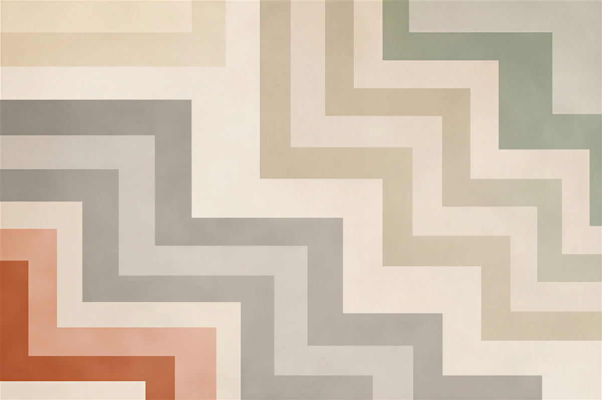 Fototapeta zygzak geometryczny pastelowy beż szarość i szałwia