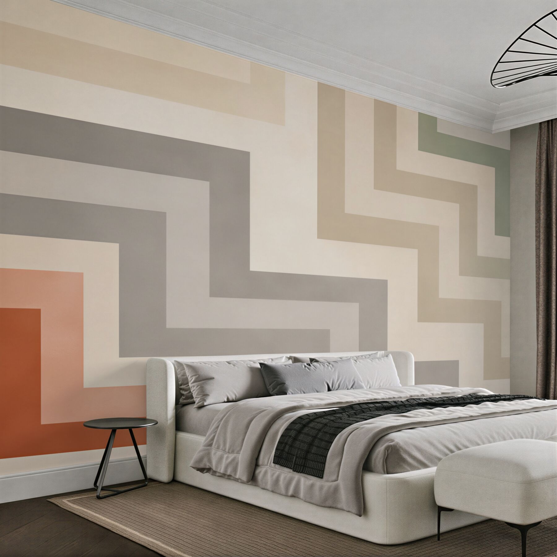 Fototapeta zygzak geometryczny pastelowy beż szarość i szałwia?v23