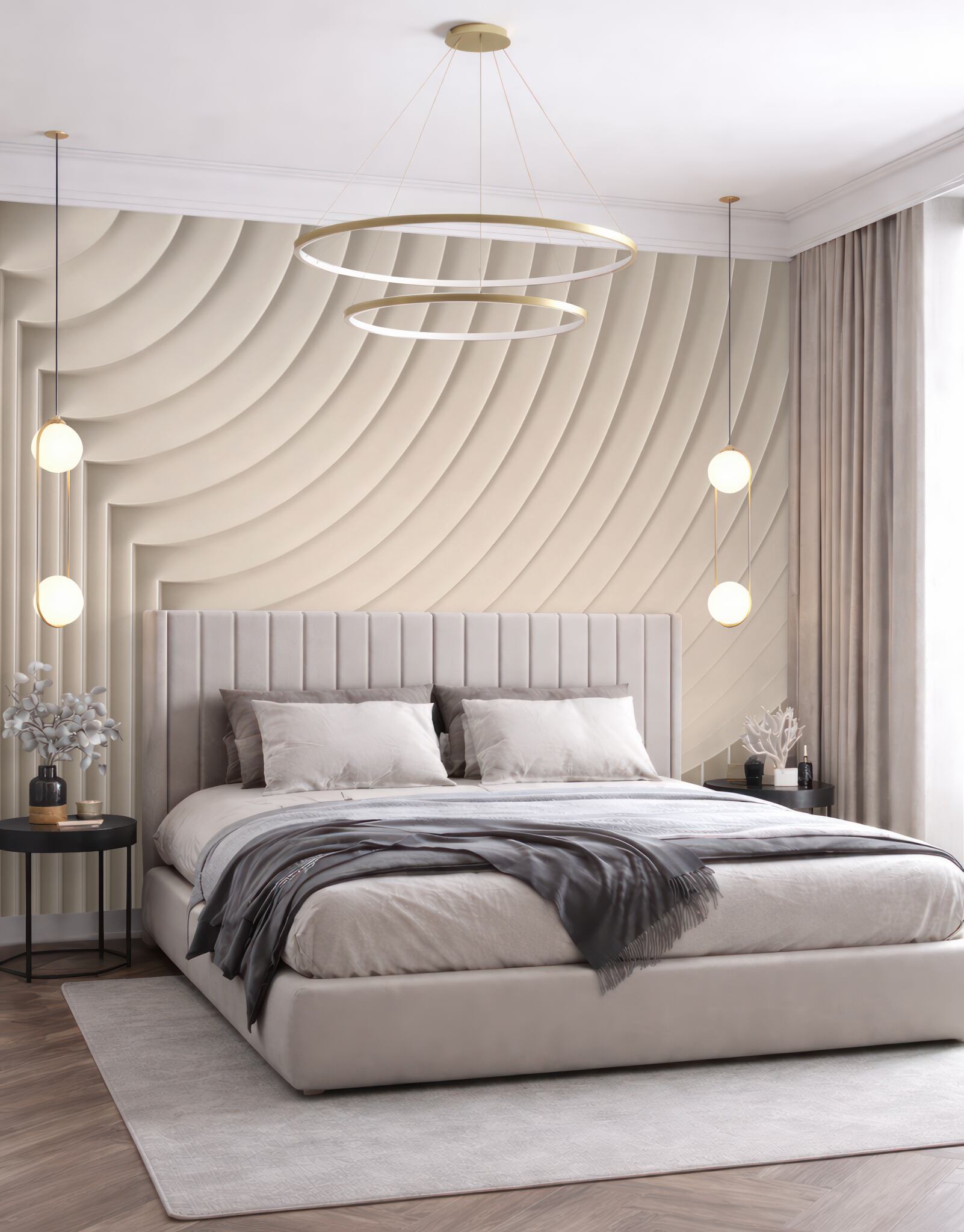 Fototapeta kremowe łuki 3D geometryczny relief nowoczesny?v23