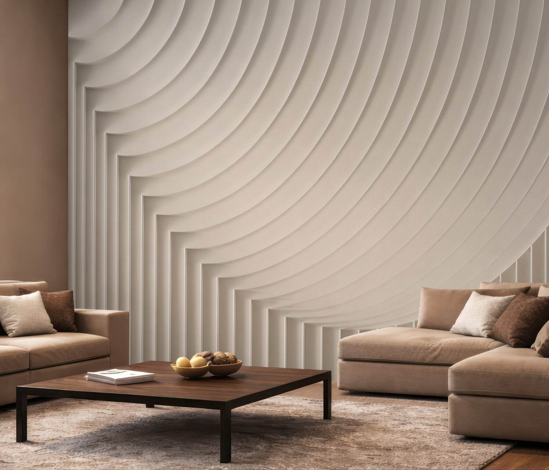 Fototapeta kremowe łuki 3D geometryczny relief nowoczesny?v23